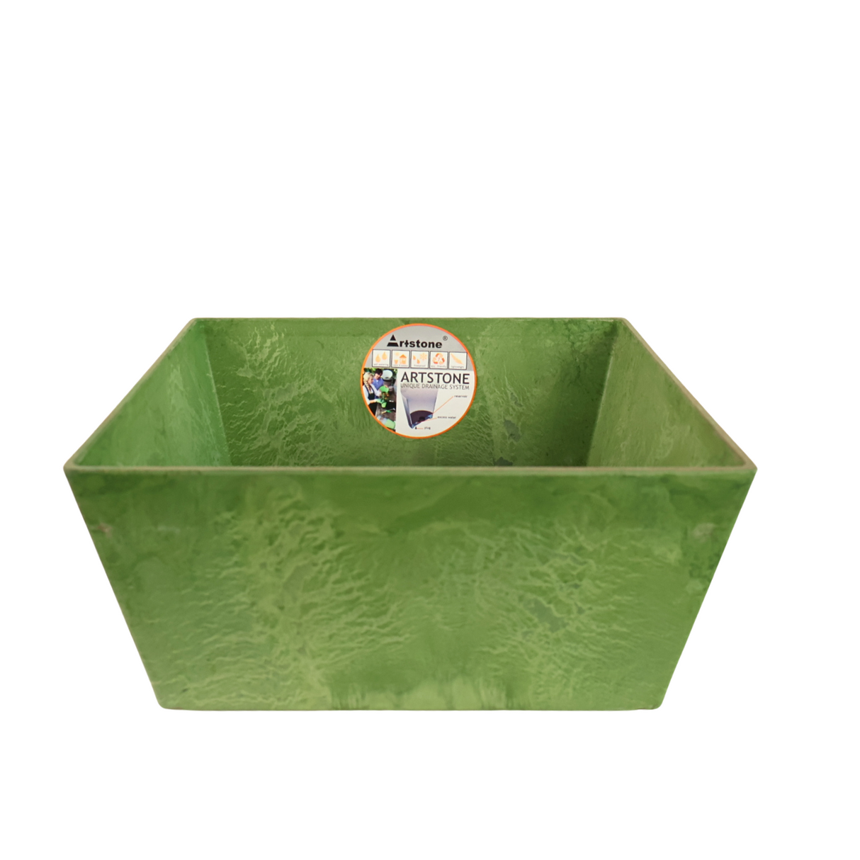 Plastic shelving unit with household supplies.