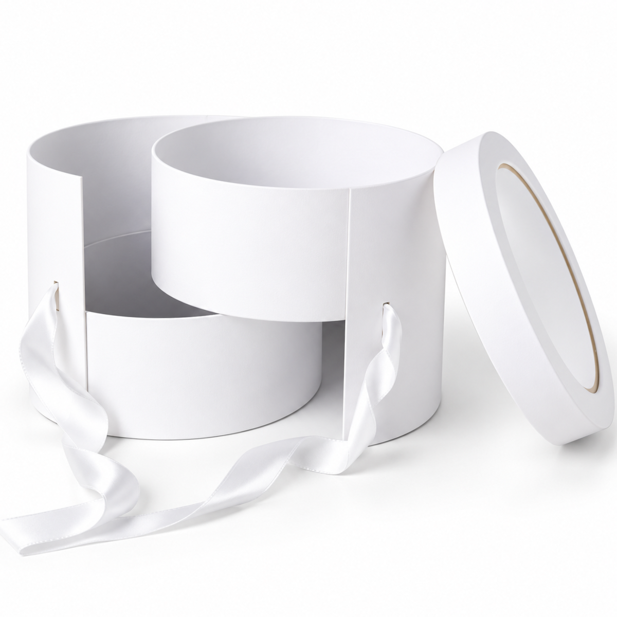Round Flower Gift Box with Ribbon
