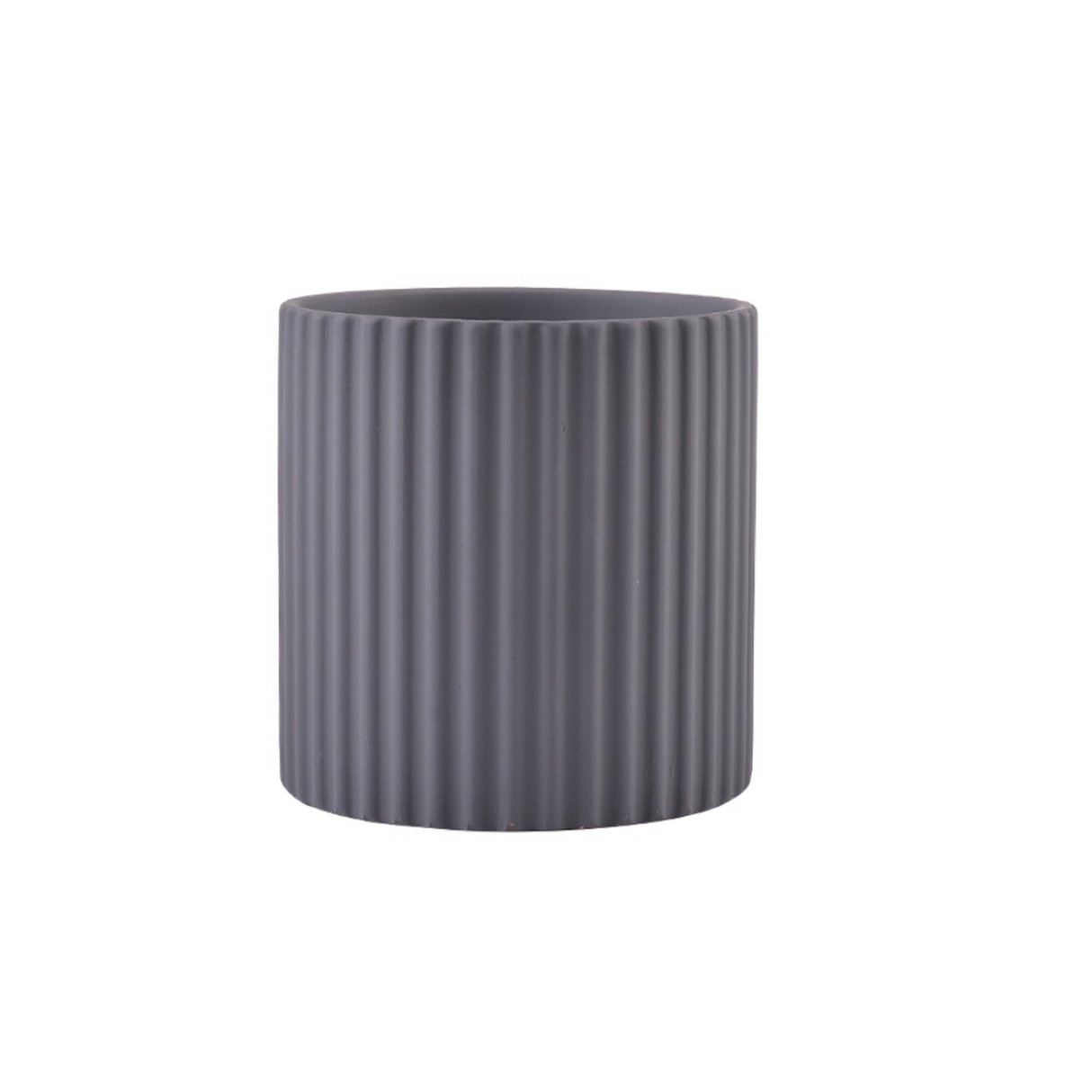 Ribbed Ceramic Pot with Saucer