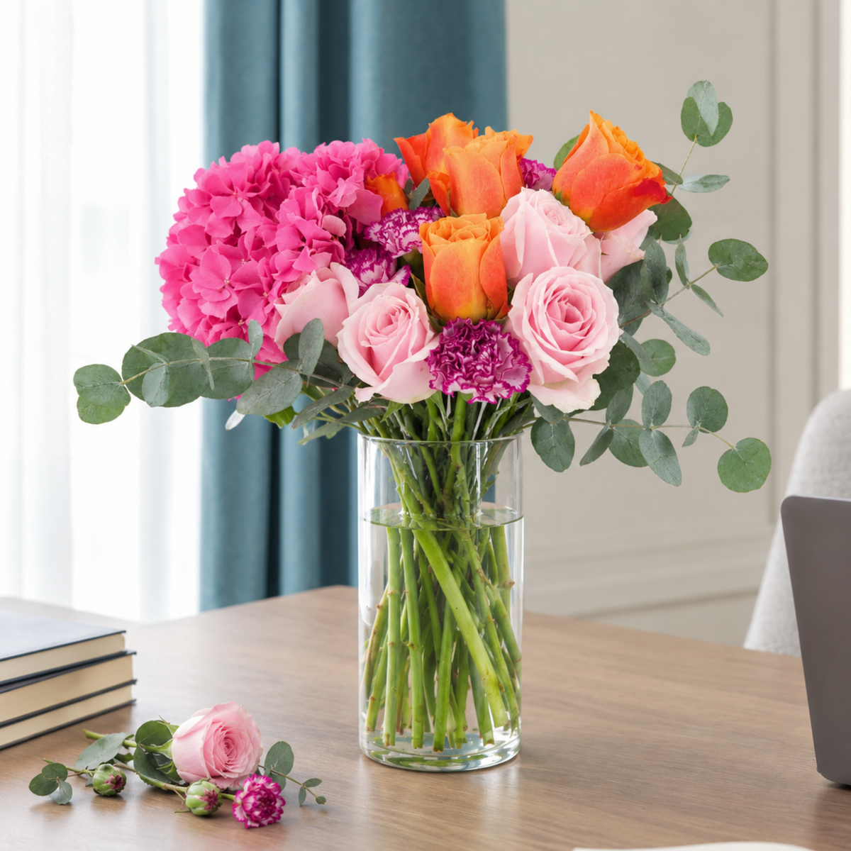 Maya (Roses, Hydrangea, Carnation Spray) - Vase Arrangement