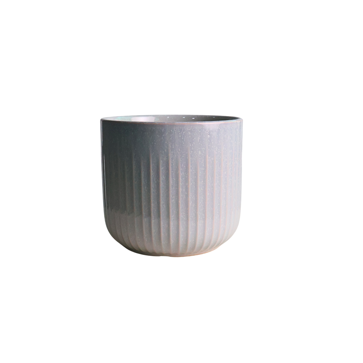 Grey Ribbed Ceramic Pot