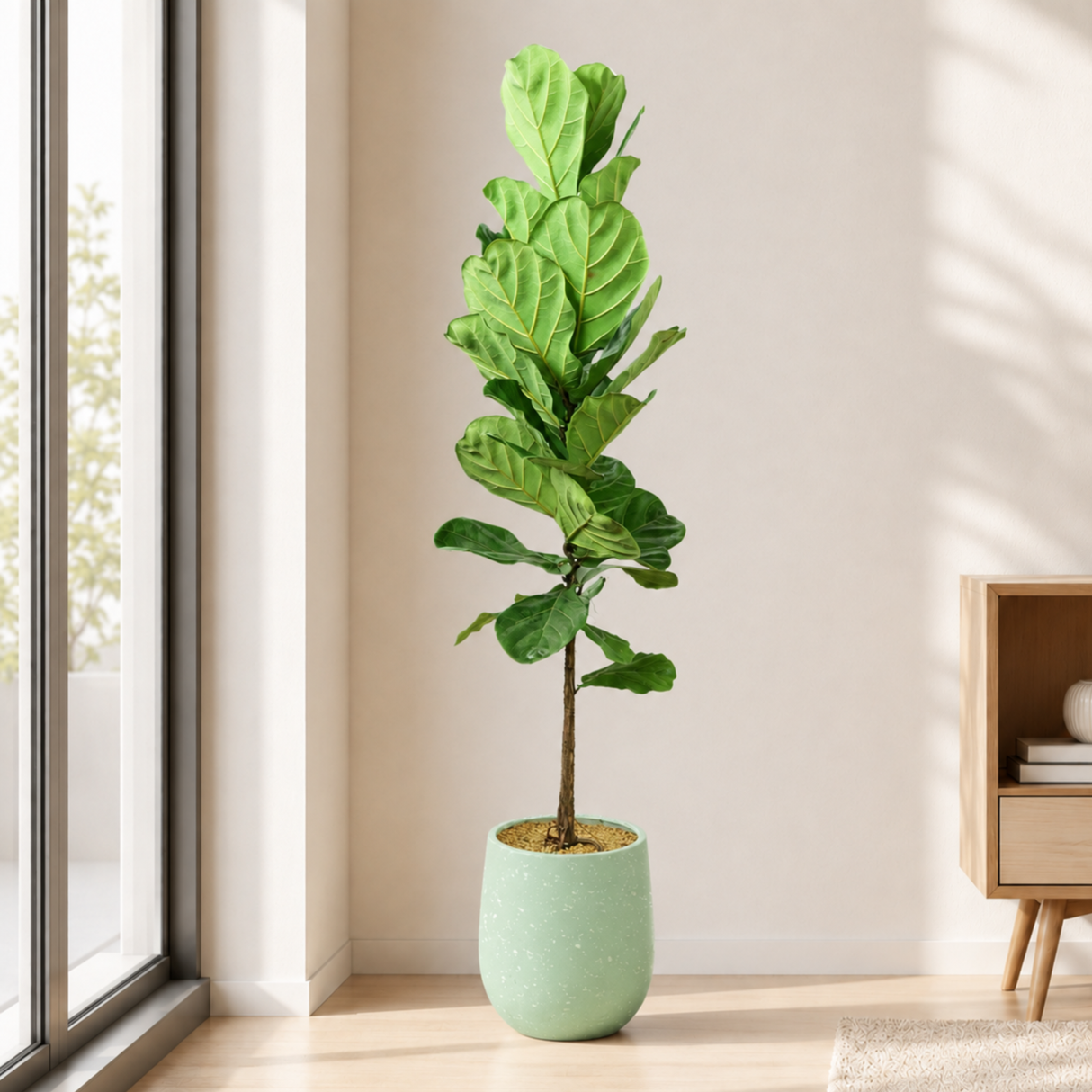 Ficus Lyrata (Fiddle Leaf Fig 琴叶榕) in Ceramic Pot