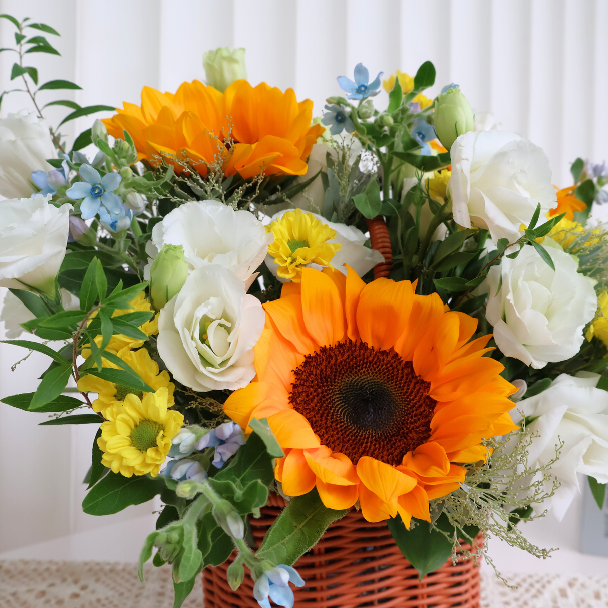 Sunny Delight (Sunflower, Eustoma) - Valentine Flower Basket