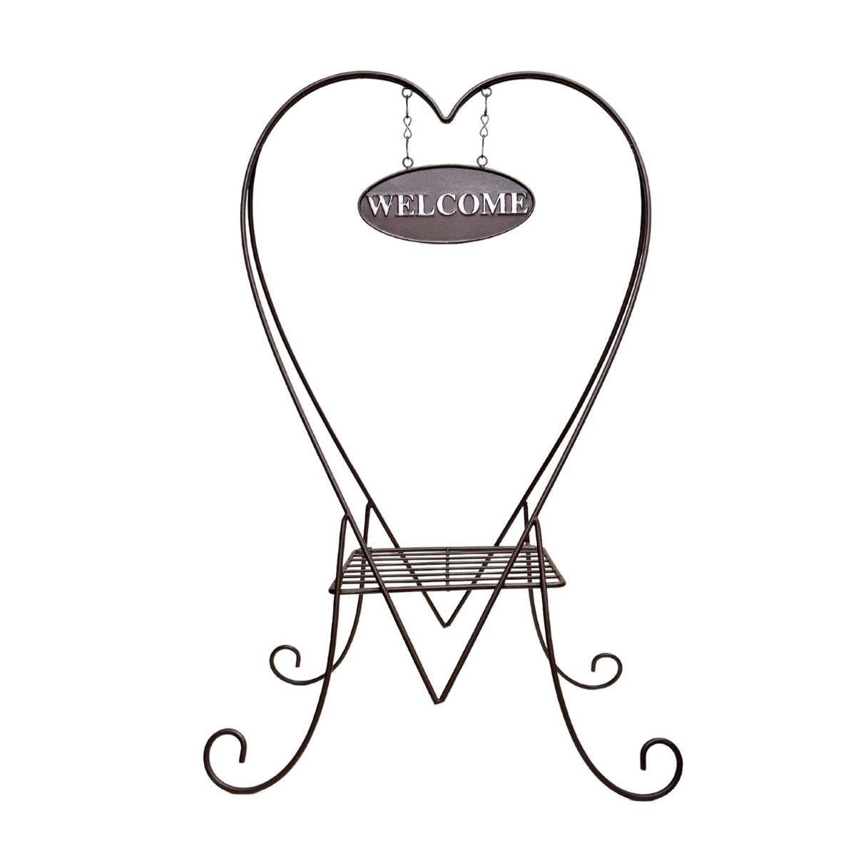 Welcome message with heart clip art and line graphics.