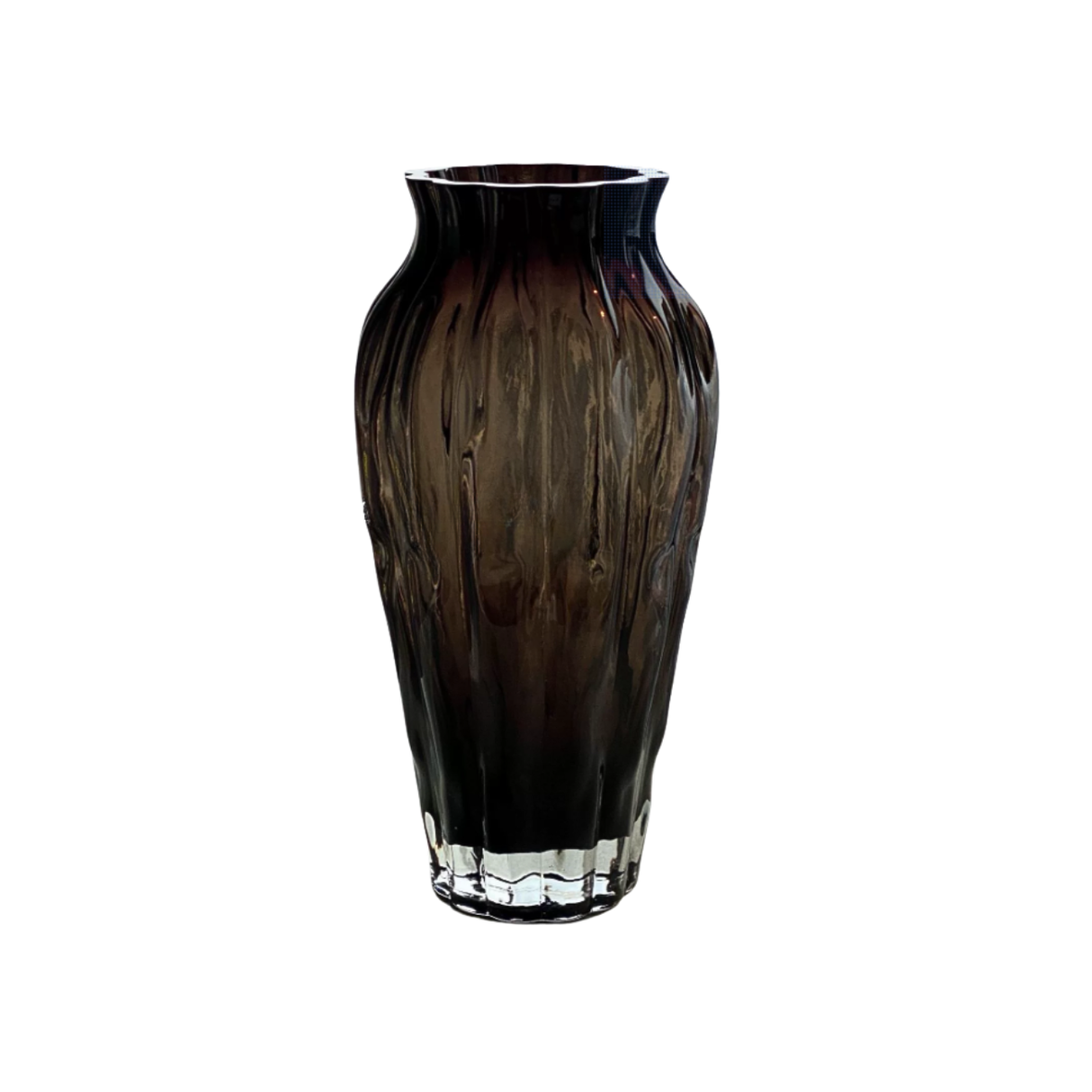 Ribbed Black Glass Vase