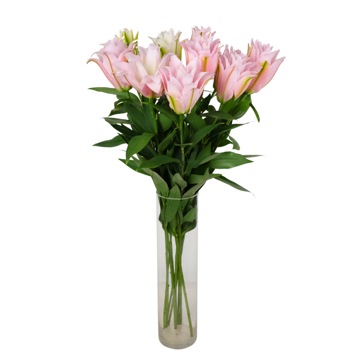 Pink flower bouquet in vase.