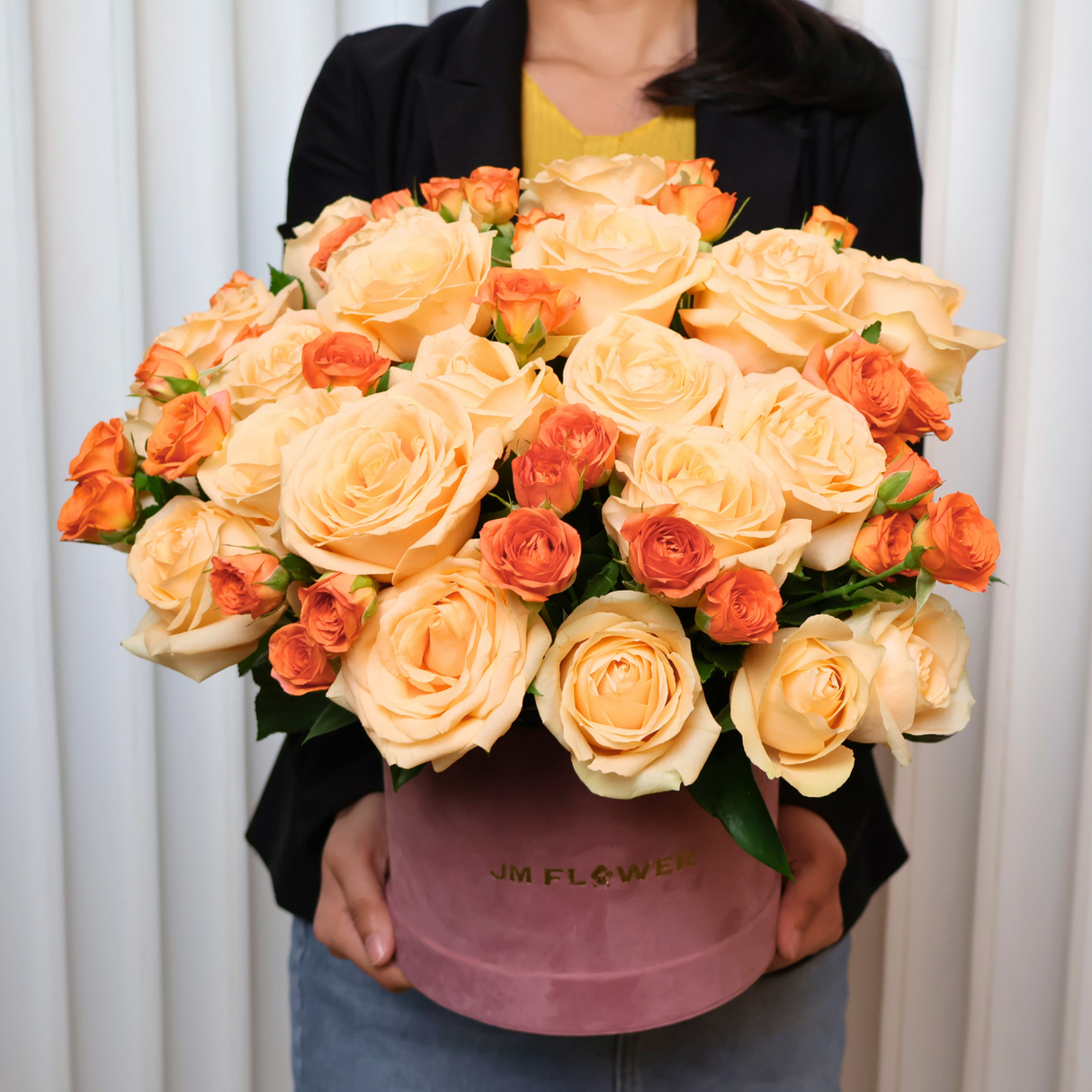 Sunset Charm (Roses, Rose Spray) - Table Flower Arrangement