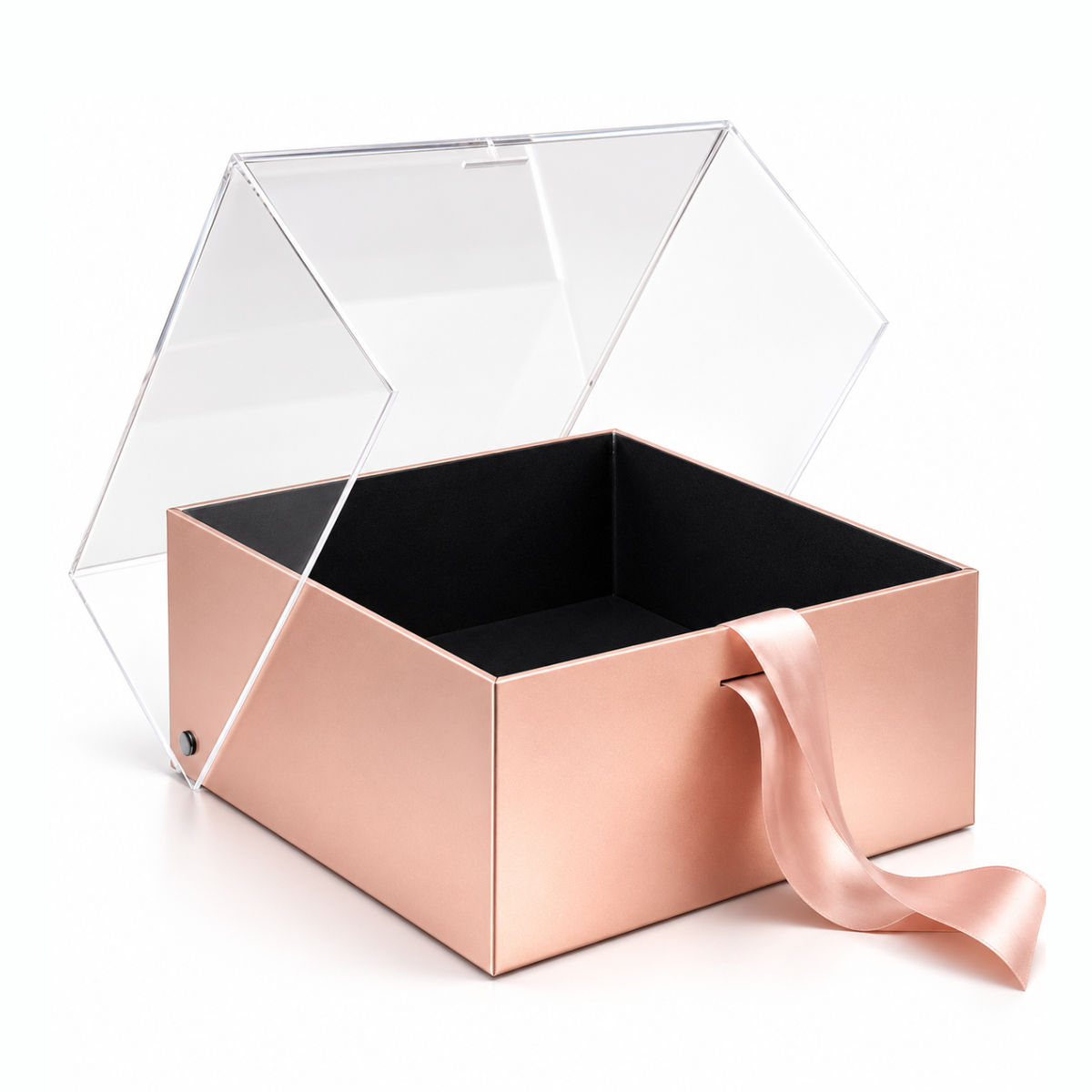 Square Gift Box with Acrylic Lid & Ribbon