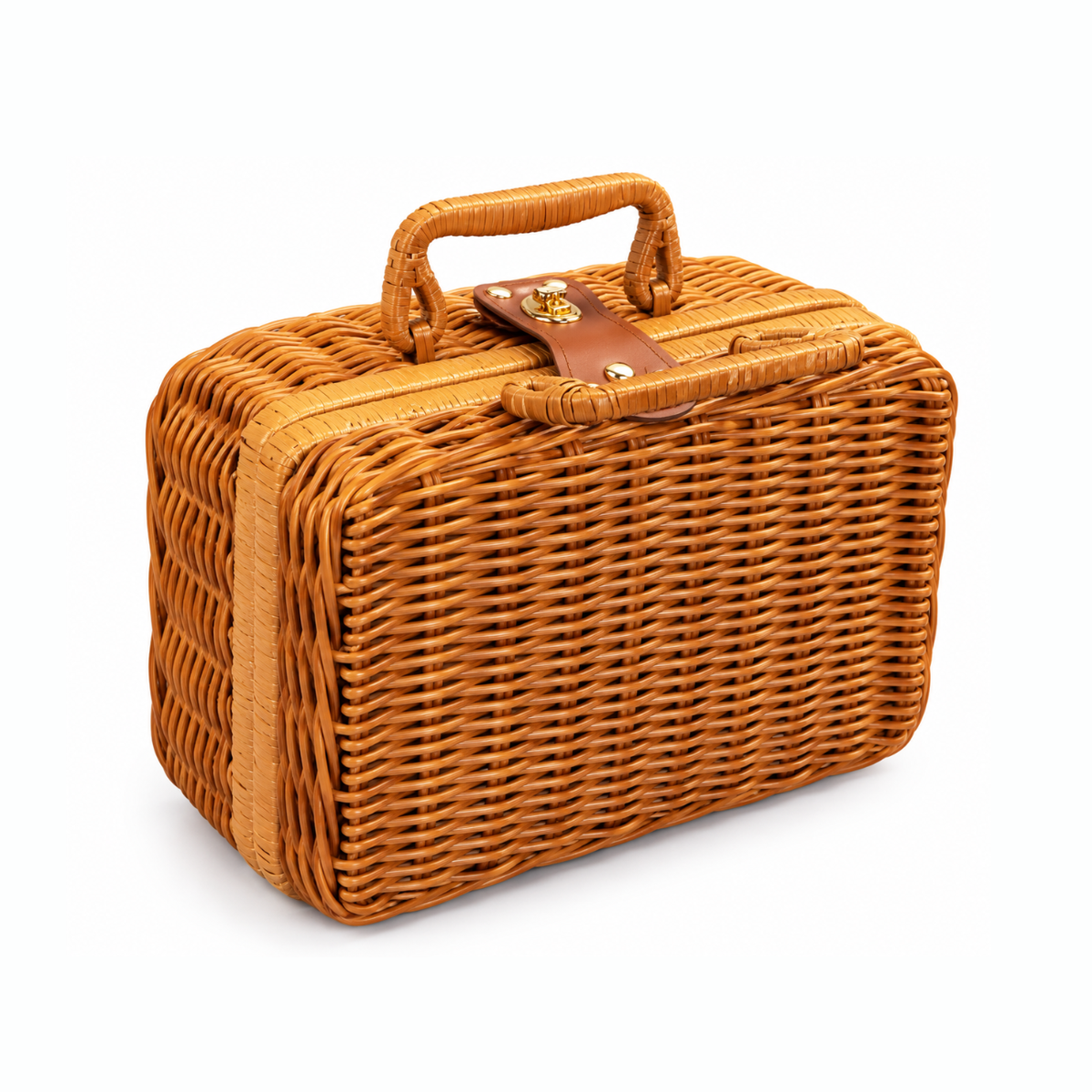 Vintage Rattan Basket with Handle