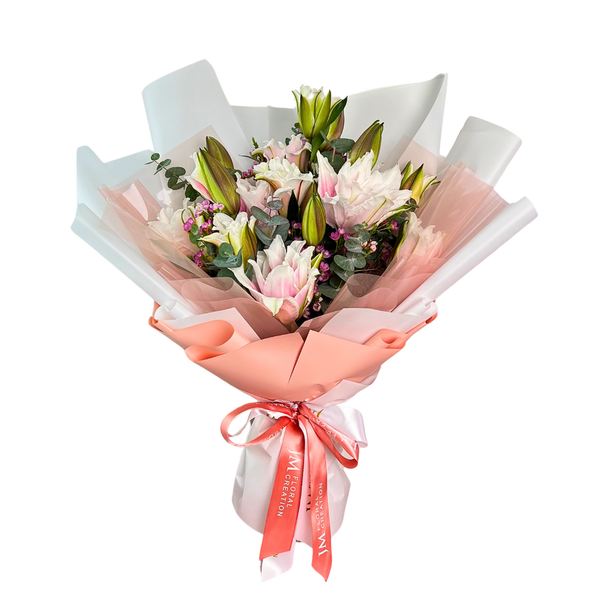 Pink artificial flower bouquet by JM Miloral.