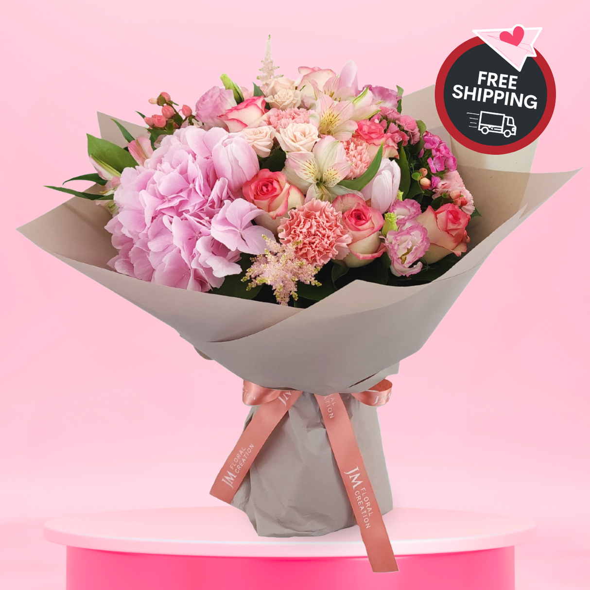 Amour Bloom (Rose, Hydrangea, Tulip) - Valentine Flower Bouquet