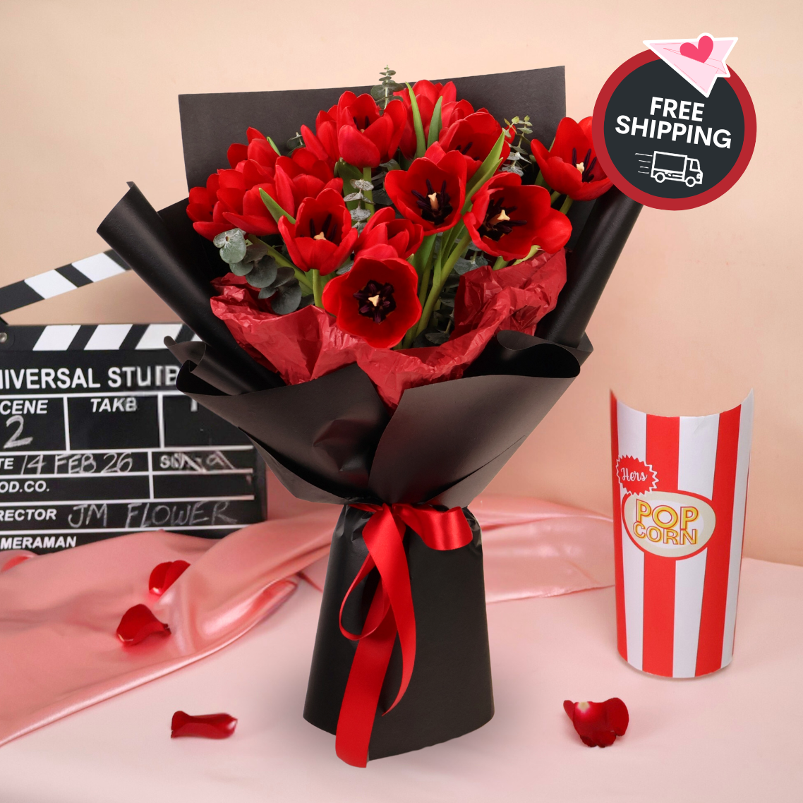 Amour Blossom (20 Tulips) - Valentine Flower Bouquet