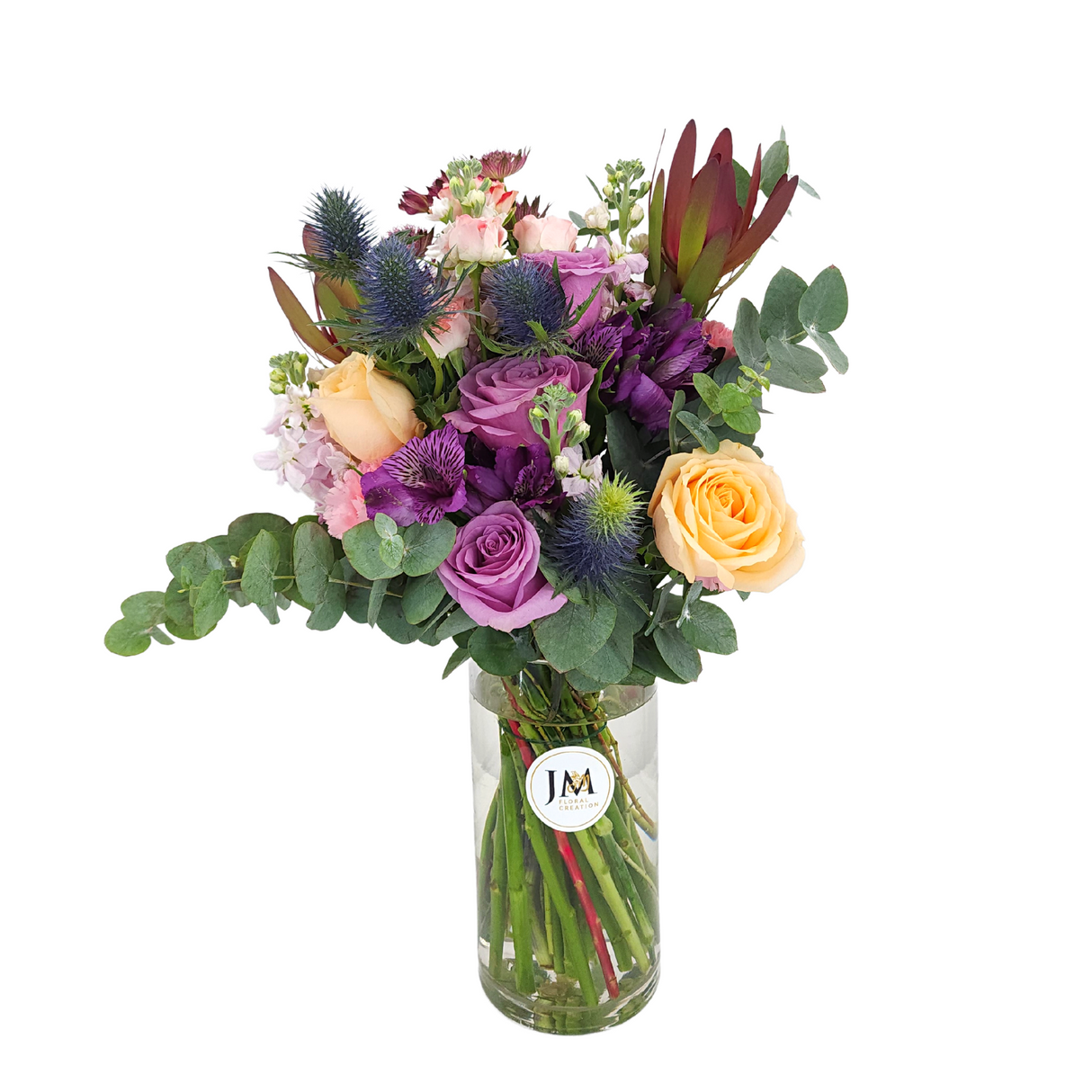 aurora Purple Roses Vase Arrangement Birthday Flower Bouquet Singapore