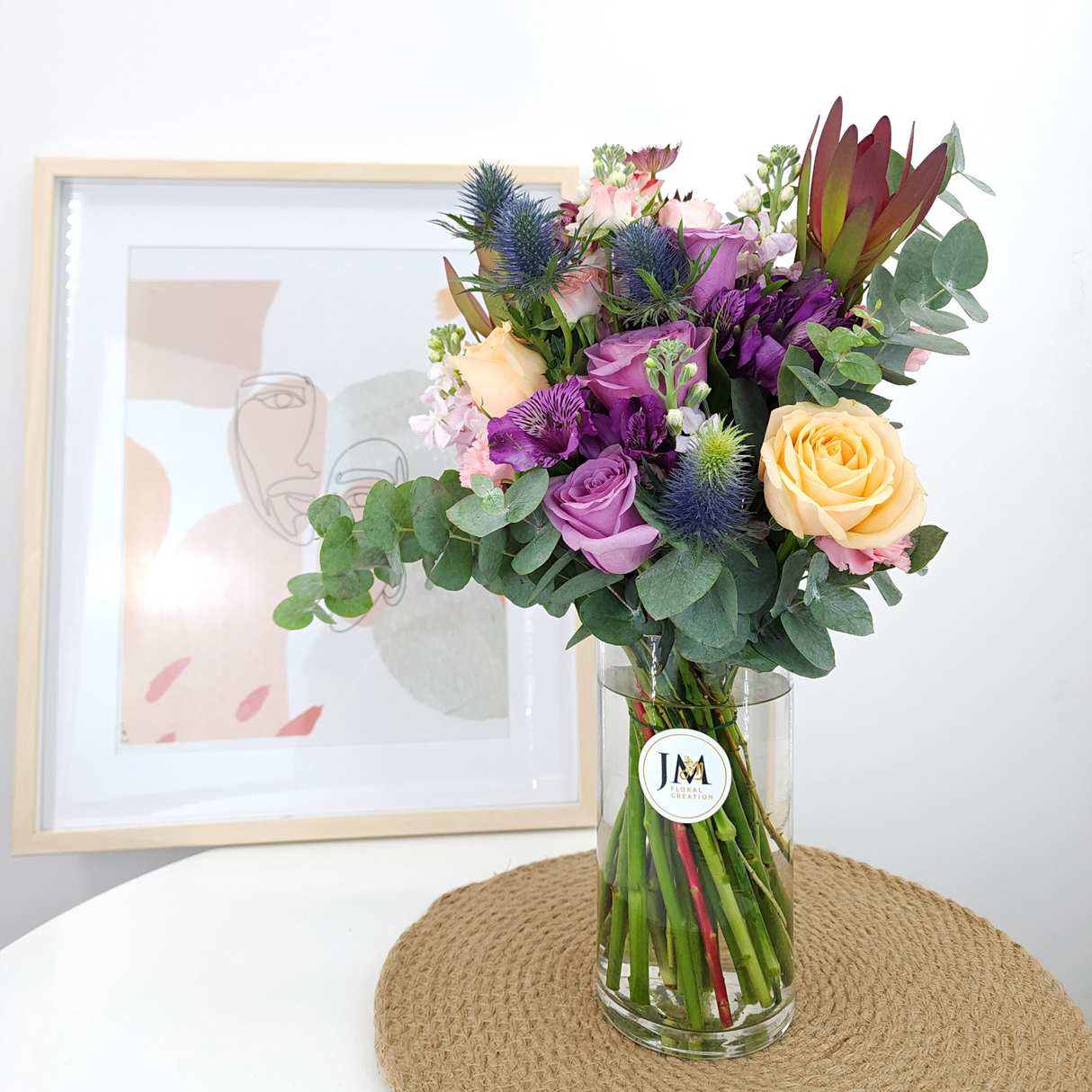aurora Purple Roses Vase Arrangement Birthday Flower Bouquet Singapore