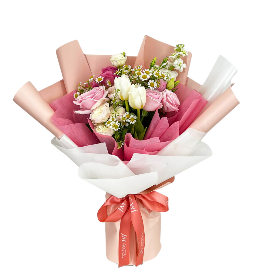 Avery (2 Tulips, 2 Roses) - Flower Bouquet