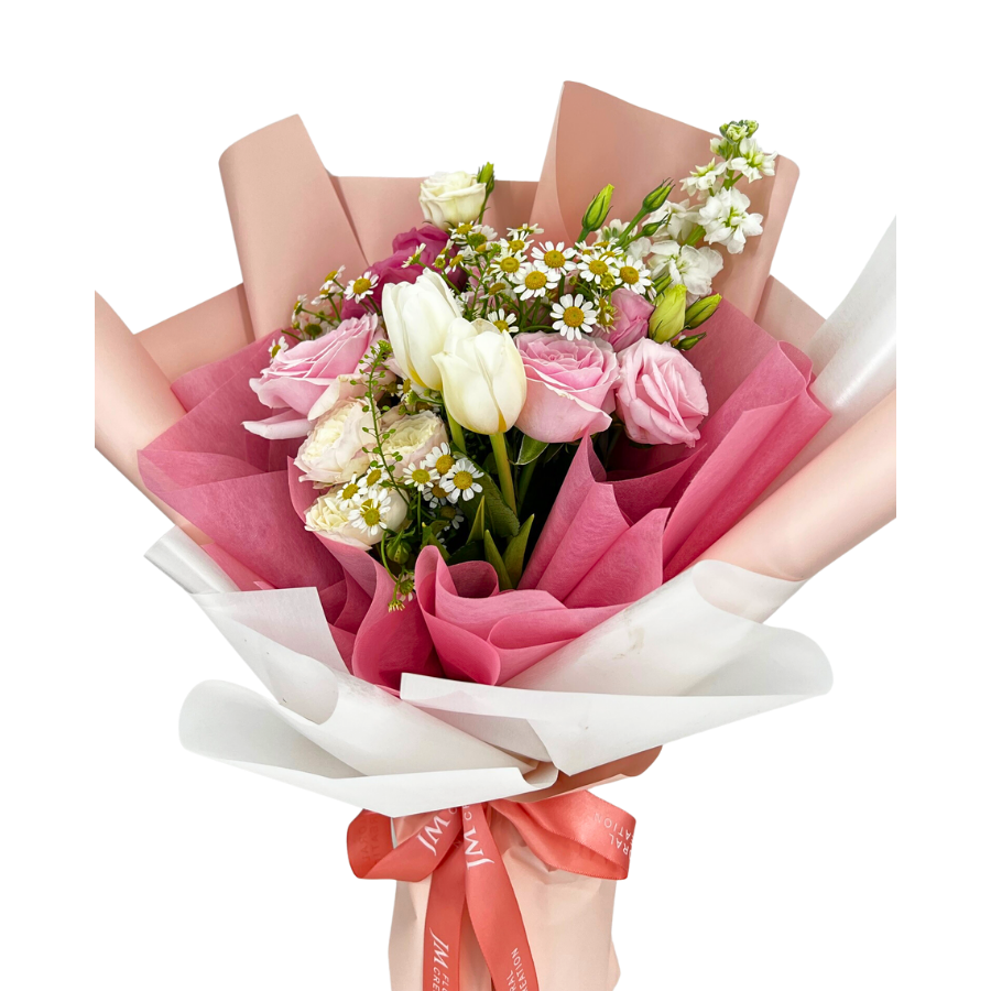 Avery (2 Tulips, 2 Roses) - Flower Bouquet