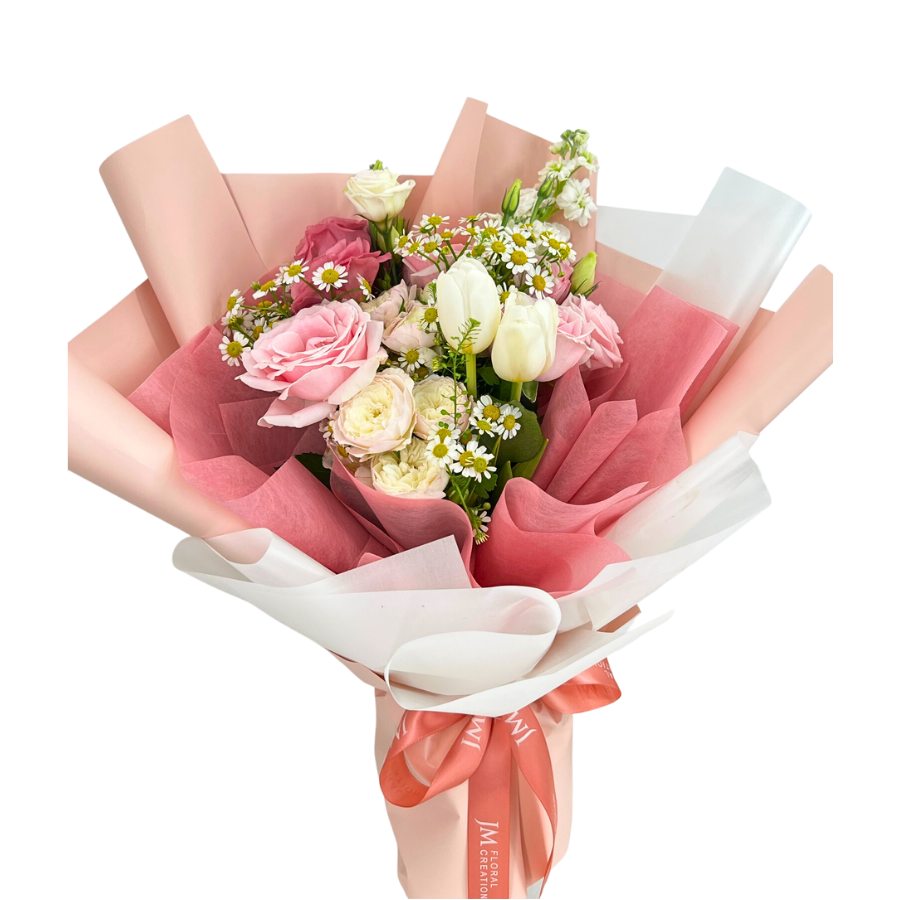 Avery (2 Tulips, 2 Roses) - Flower Bouquet