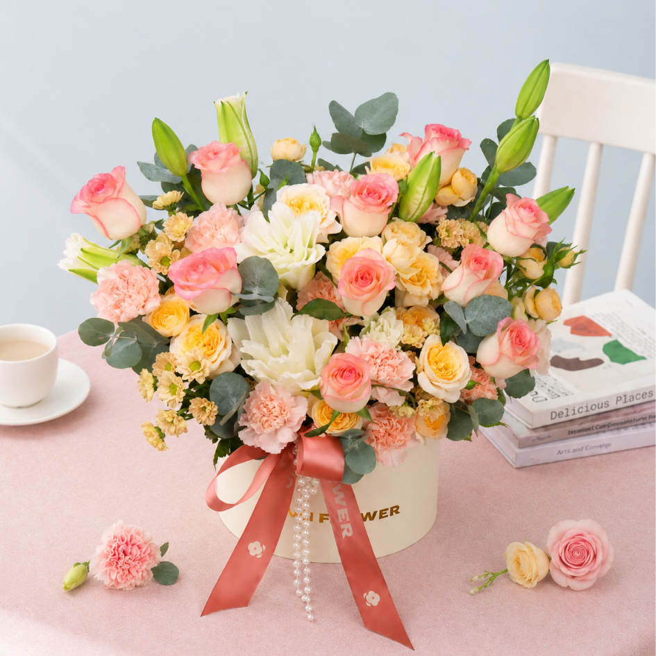 Beatrice (10 Roses, 10 Carnations) - Flower Box