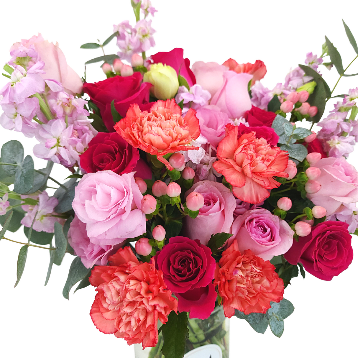 bella Orange Roses and Pink Carnations Vase Arrangement Birthday Flower Bouquet Singapore