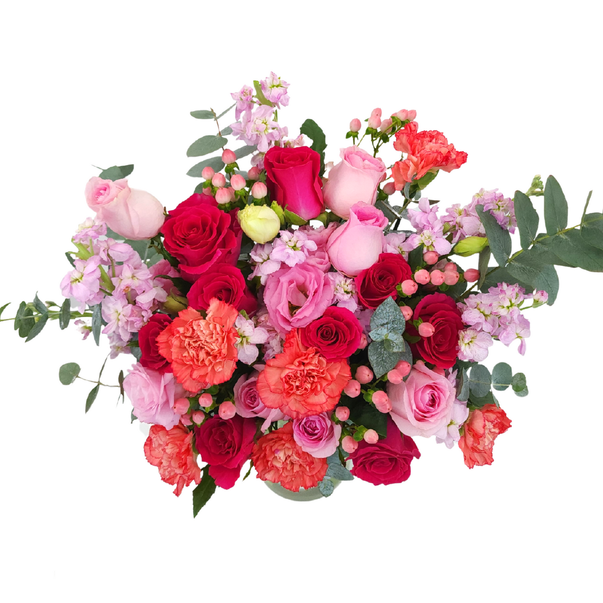 bella Orange Roses and Pink Carnations Vase Arrangement Birthday Flower Bouquet Singapore