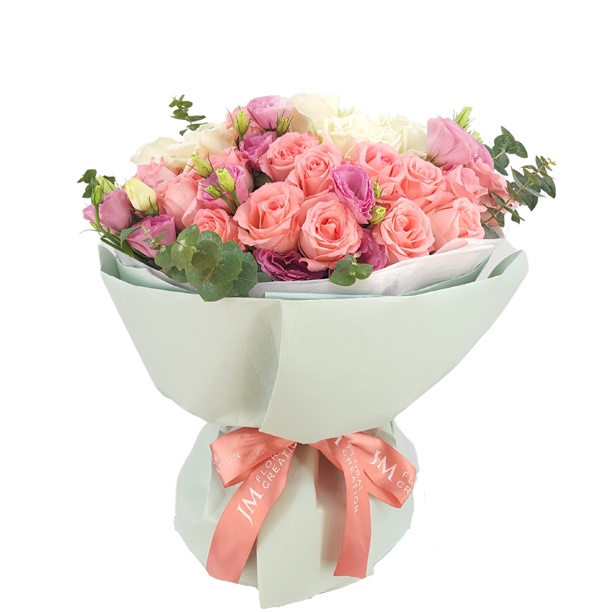bianca Pink & White Roses Bouquet Birthday Flower Bouquet Singapore