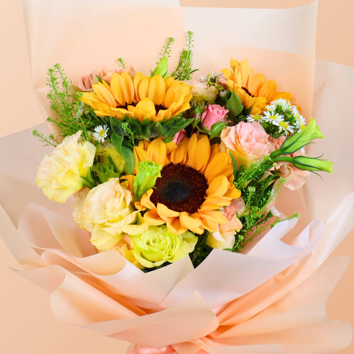 Bright Bliss (3 Sunflowers, 5 Carnations)