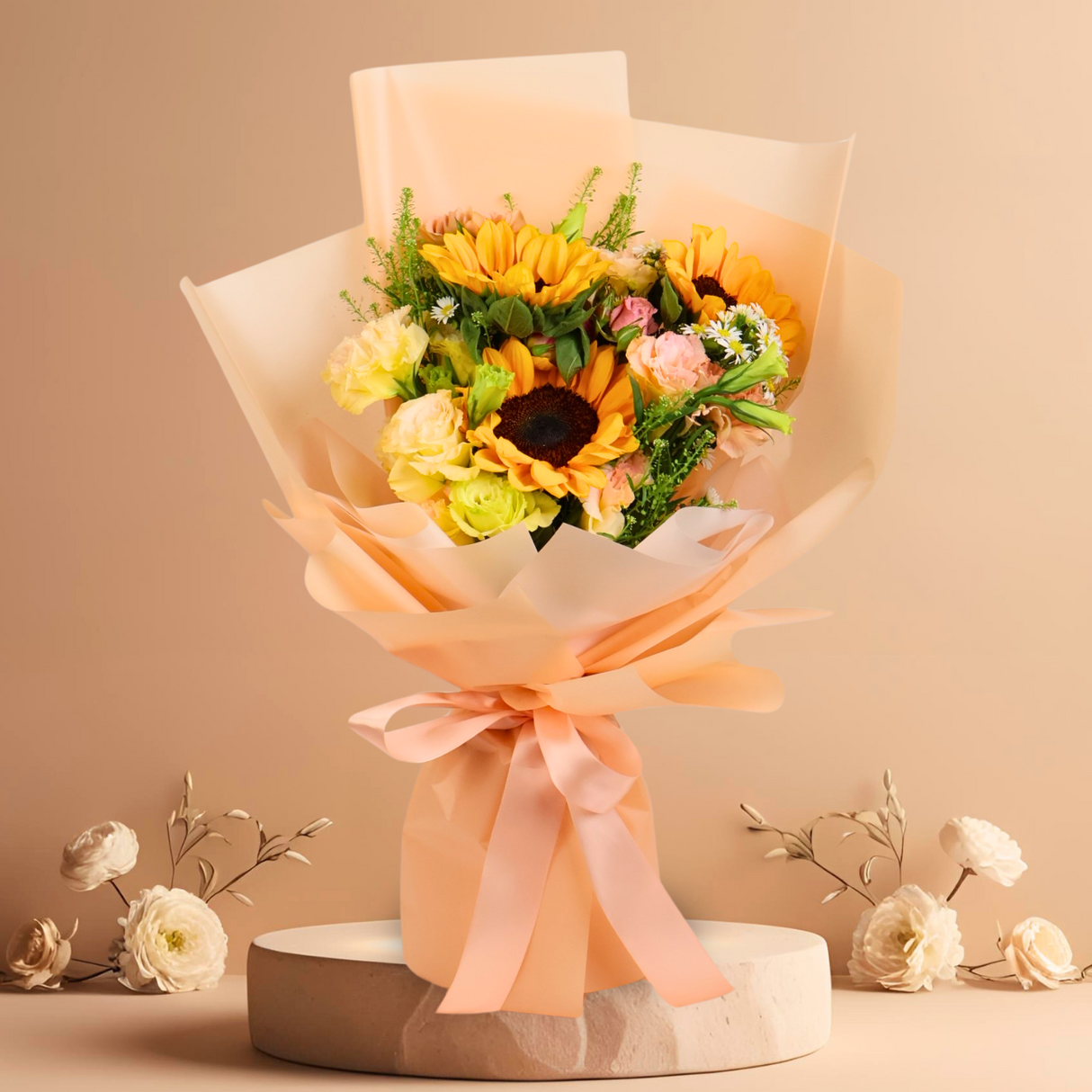 Bright Bliss (3 Sunflowers, 5 Carnations)