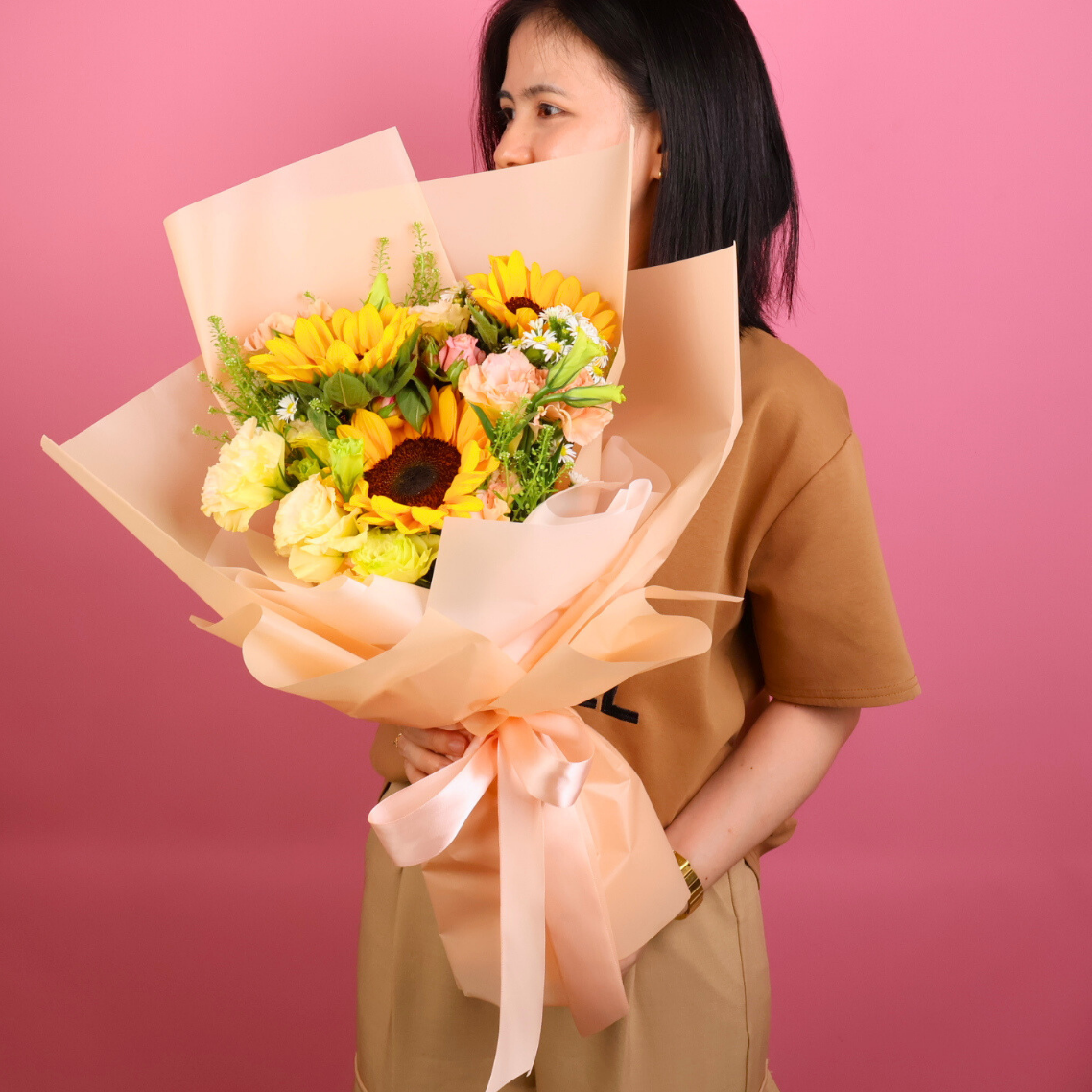 Bright Bliss (3 Sunflowers, 5 Carnations)