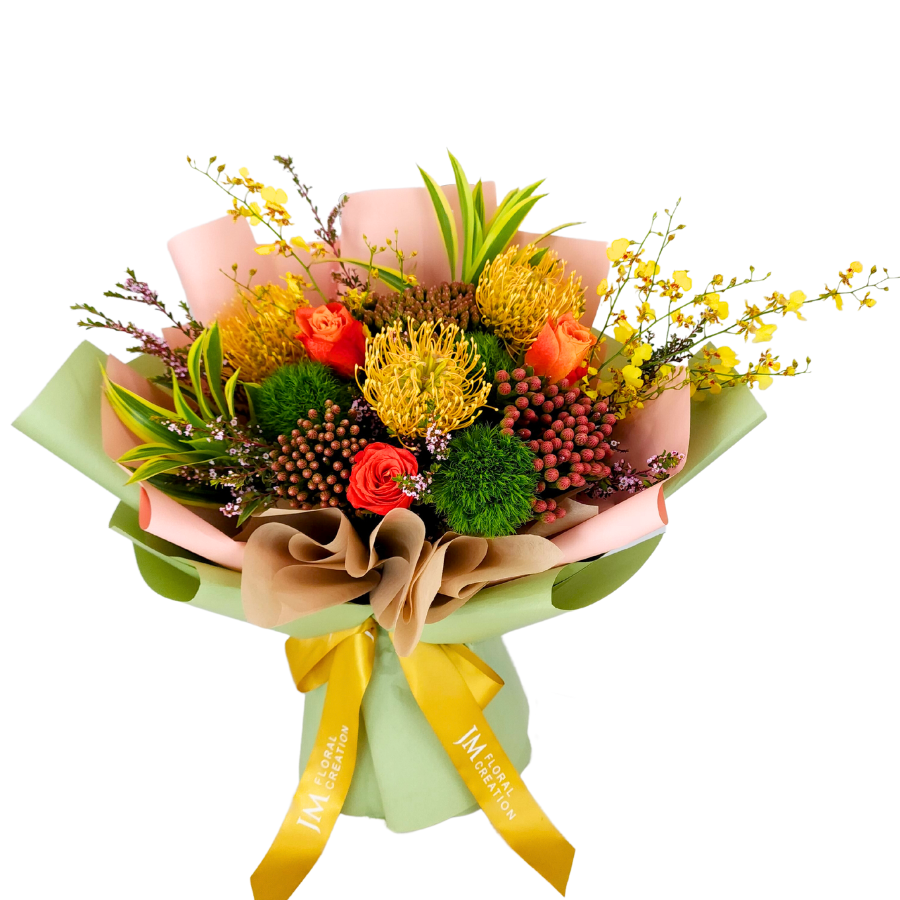 Brilliance Bloom (3 Pin Cushion, 3 Roses) - Flower Bouquet