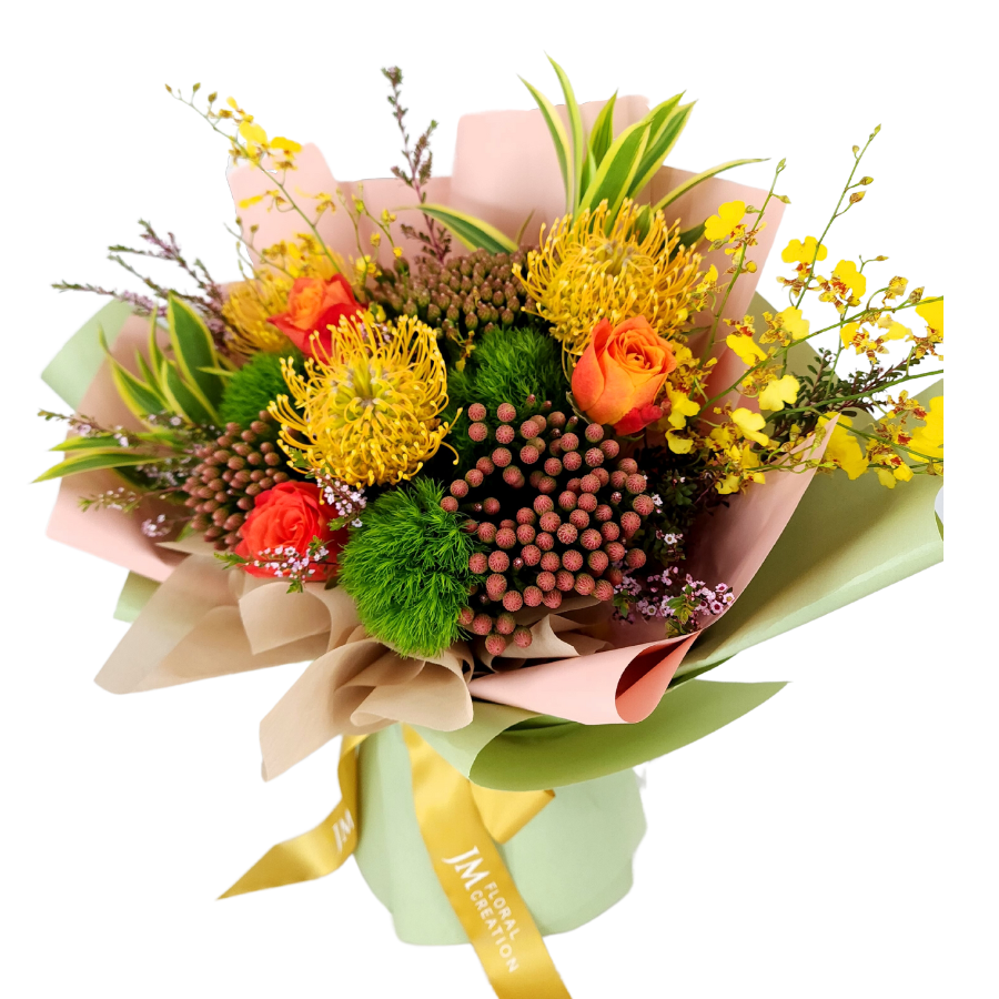 Brilliance Bloom (3 Pin Cushion, 3 Roses) - Flower Bouquet