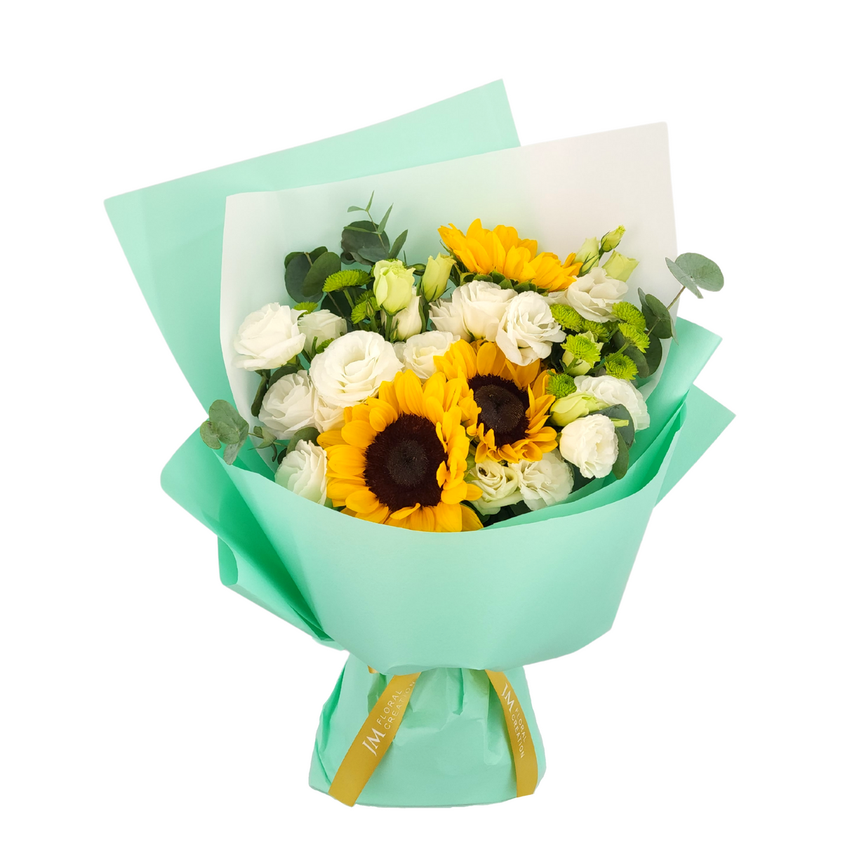 buttercream White and Yellow Sunflower Bouquet Birthday Flower Bouquet Singapore