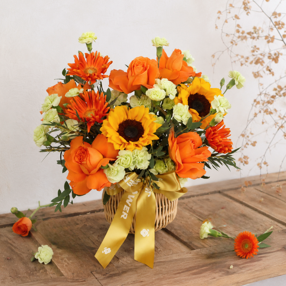 Cadence (5 Roses) - Reflexed Rose Flower Basket