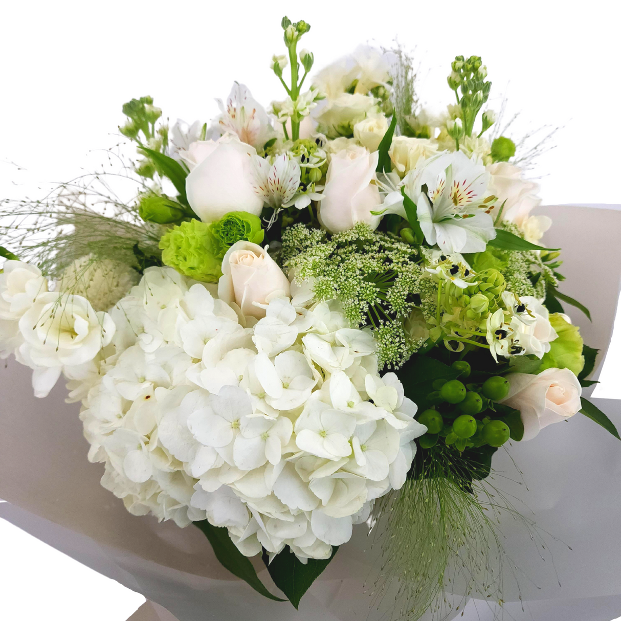 clarissa Hydrangeas, Carnations and Roses Birthday Flower Bouquet Singapore