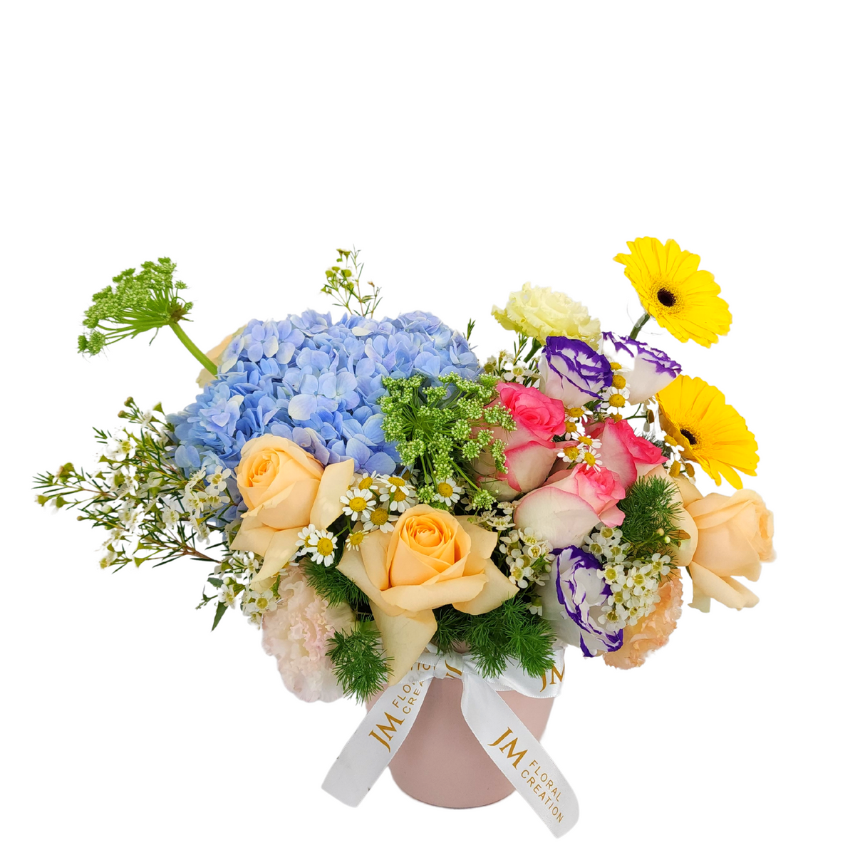 cruz Hydrangeas & Roses Vase Arrangement Birthday Flower Bouquet Singapore