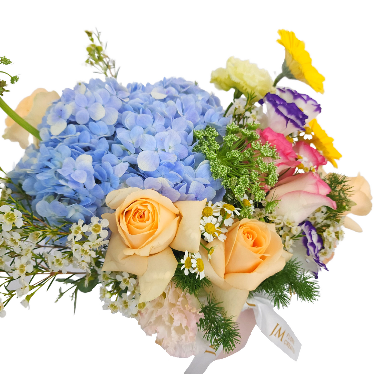 cruz Hydrangeas & Roses Vase Arrangement Birthday Flower Bouquet Singapore