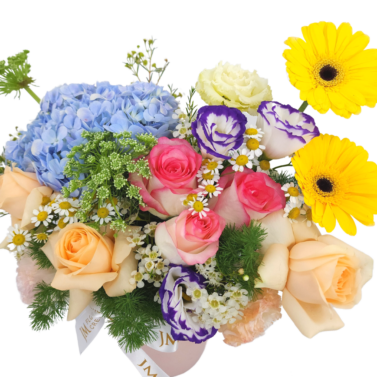 cruz Hydrangeas & Roses Vase Arrangement Birthday Flower Bouquet Singapore