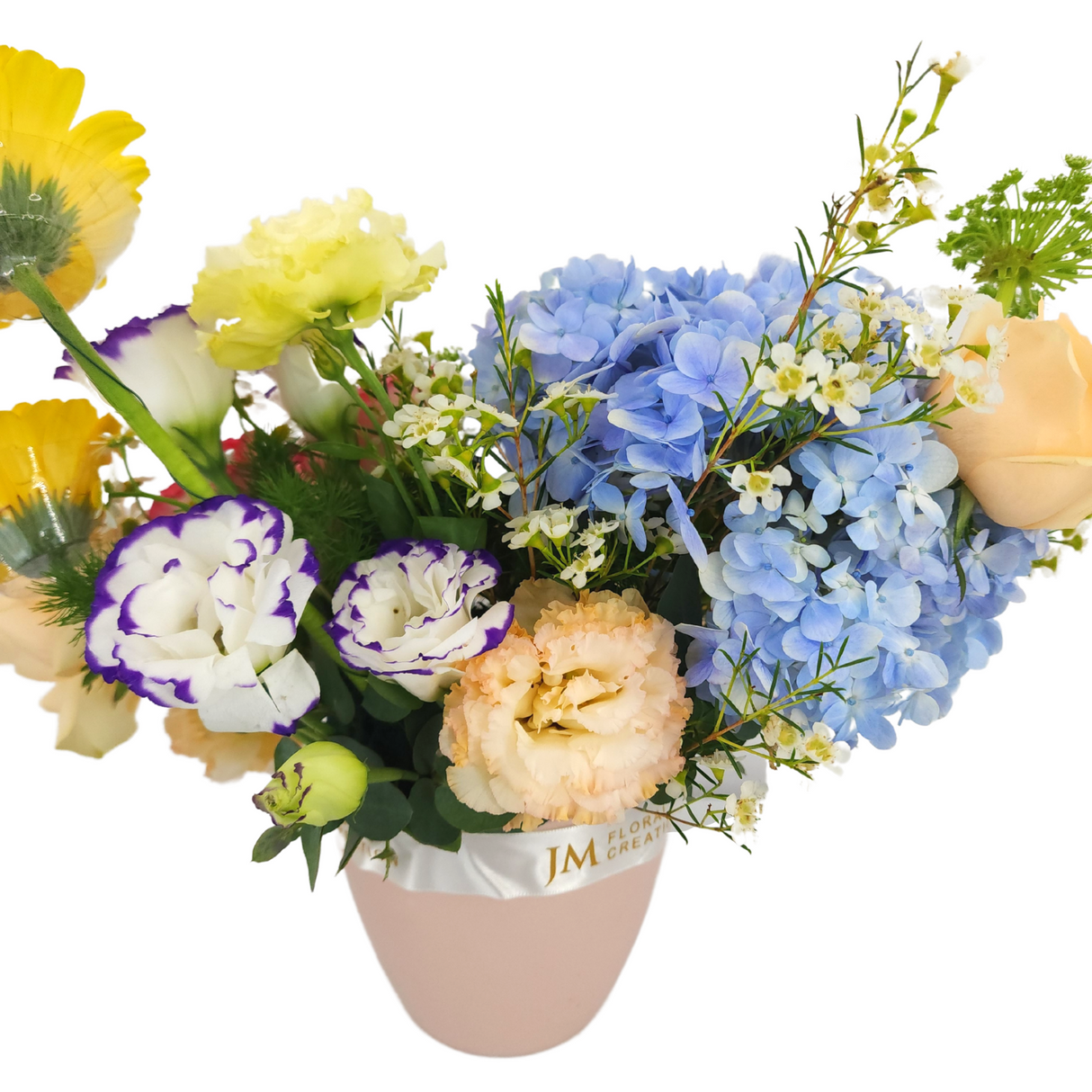 cruz Hydrangeas & Roses Vase Arrangement Birthday Flower Bouquet Singapore