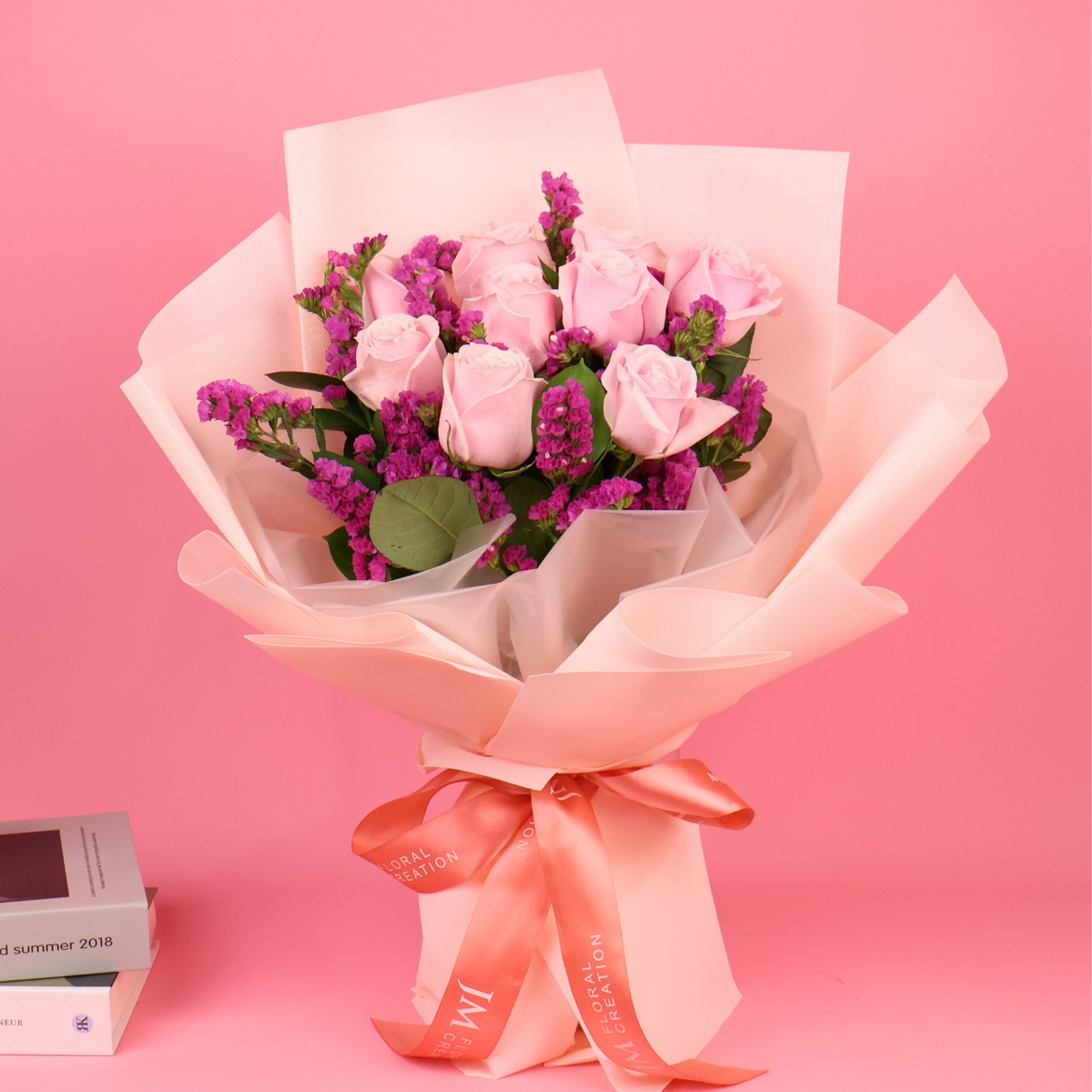 Houseplant in flowerpot with plant stem and water plantains.