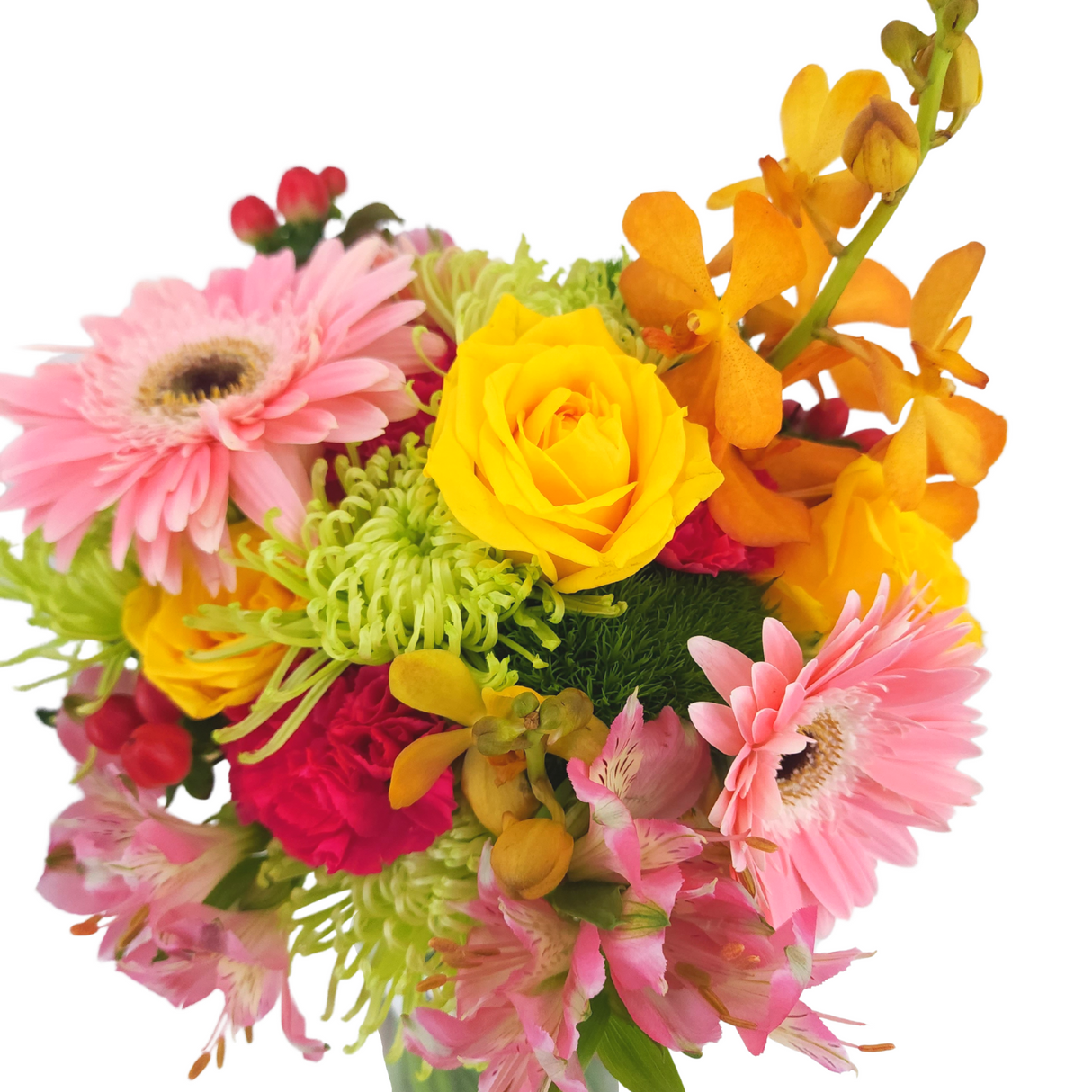 ella Pink, Orange, and Yellow Vase Arrangement Birthday Flower Bouquet Singapore