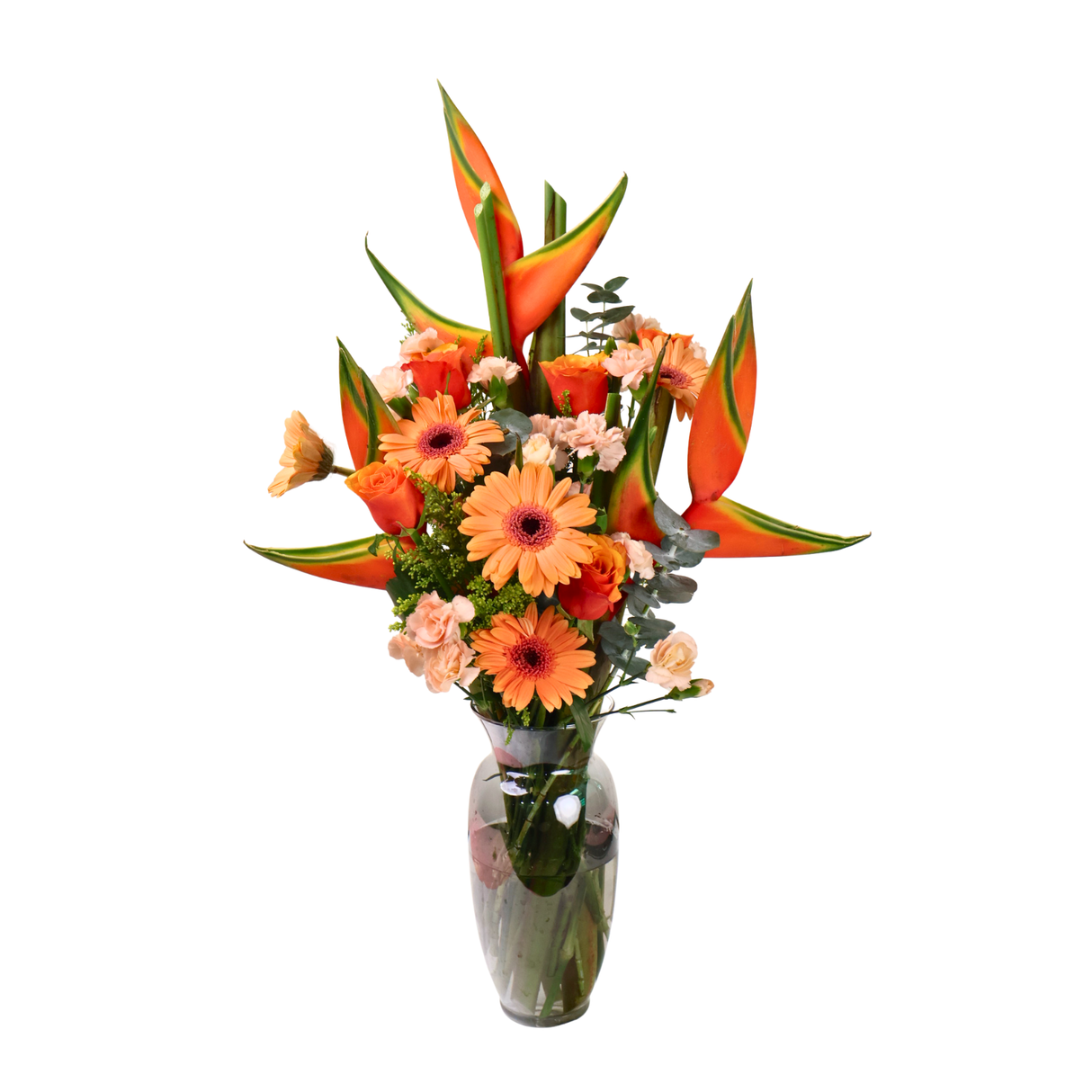 Ellie (5 Roses, 3 Gerberas) - Vase Arrangement