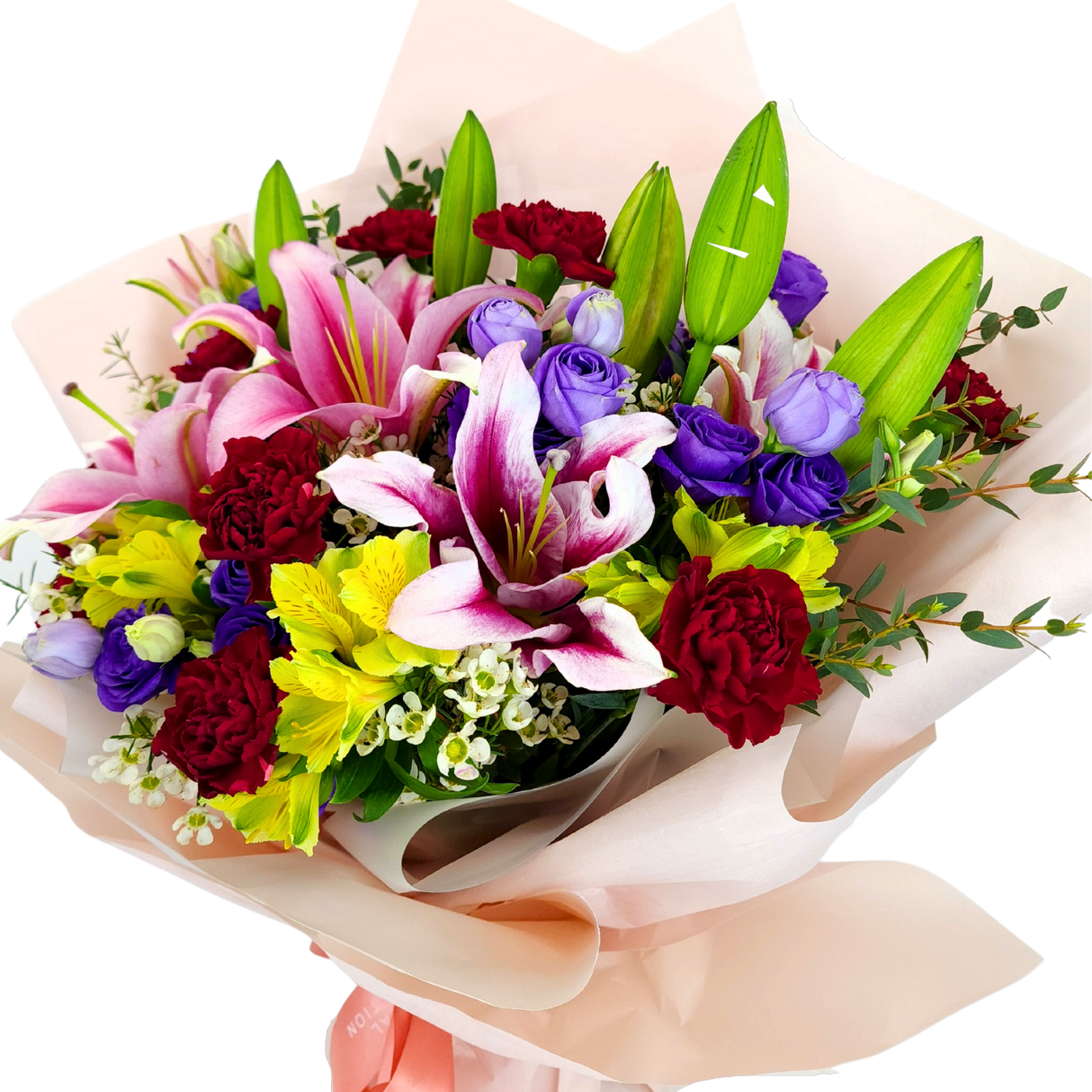 Flora Fantasia (3 Lily, 8 Carnation) - Flower Bouquet