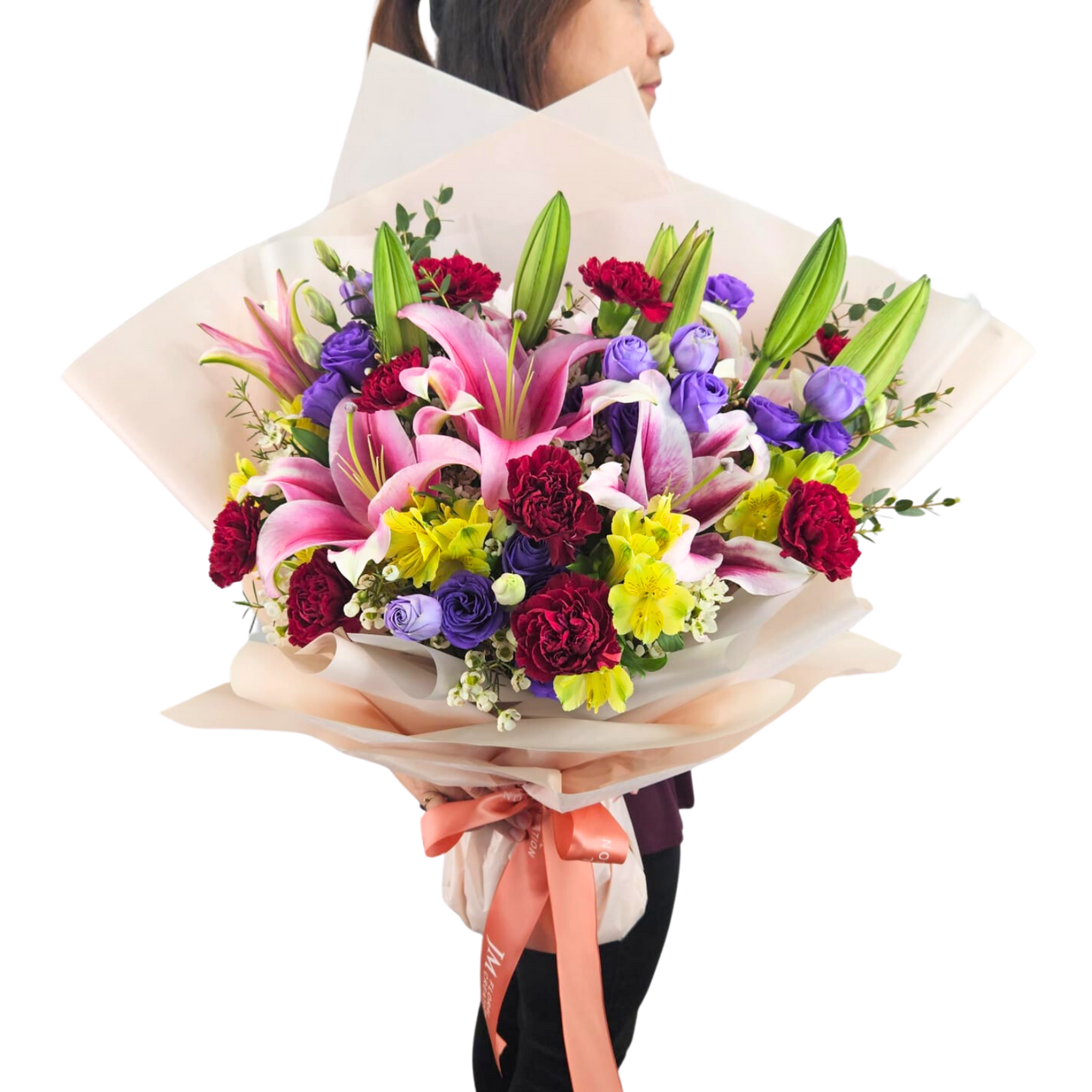 Flora Fantasia (3 Lily, 8 Carnation) - Flower Bouquet