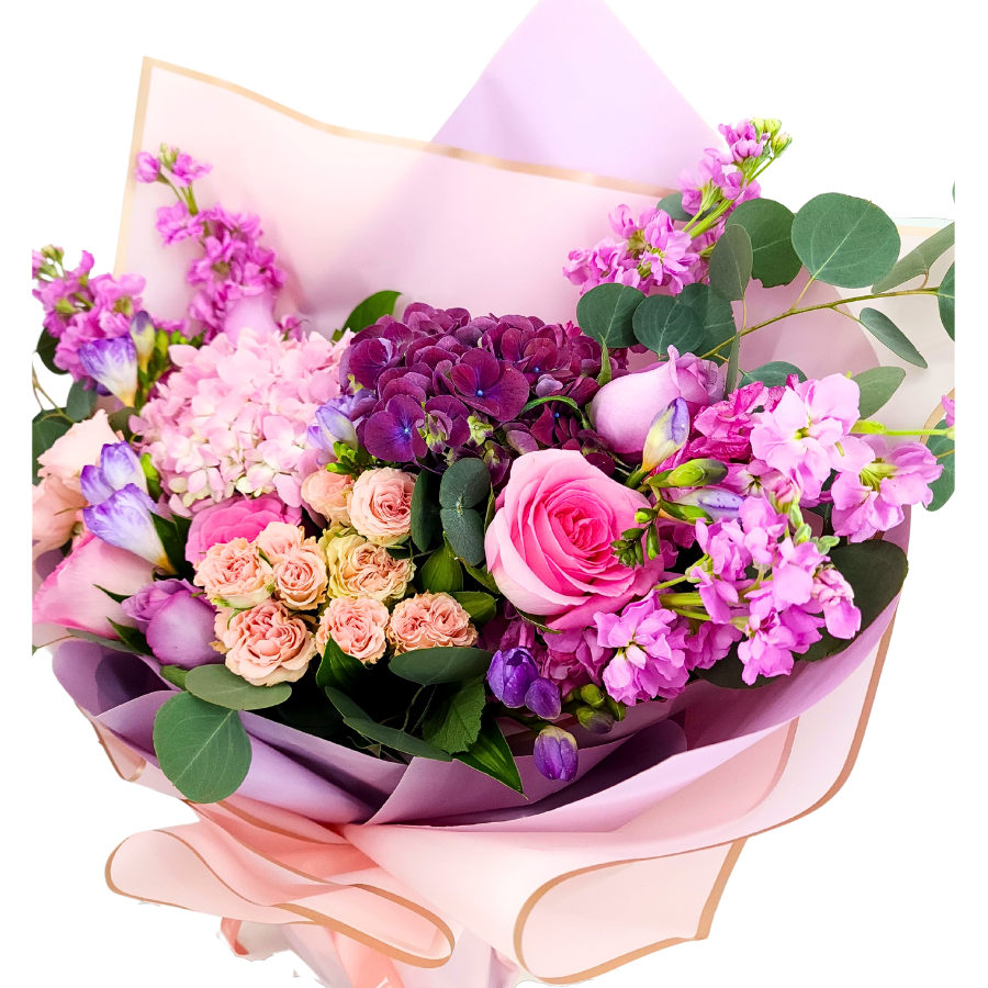 Freya (5 Roses, 2 Hydrangeas) - Flower Bouquet