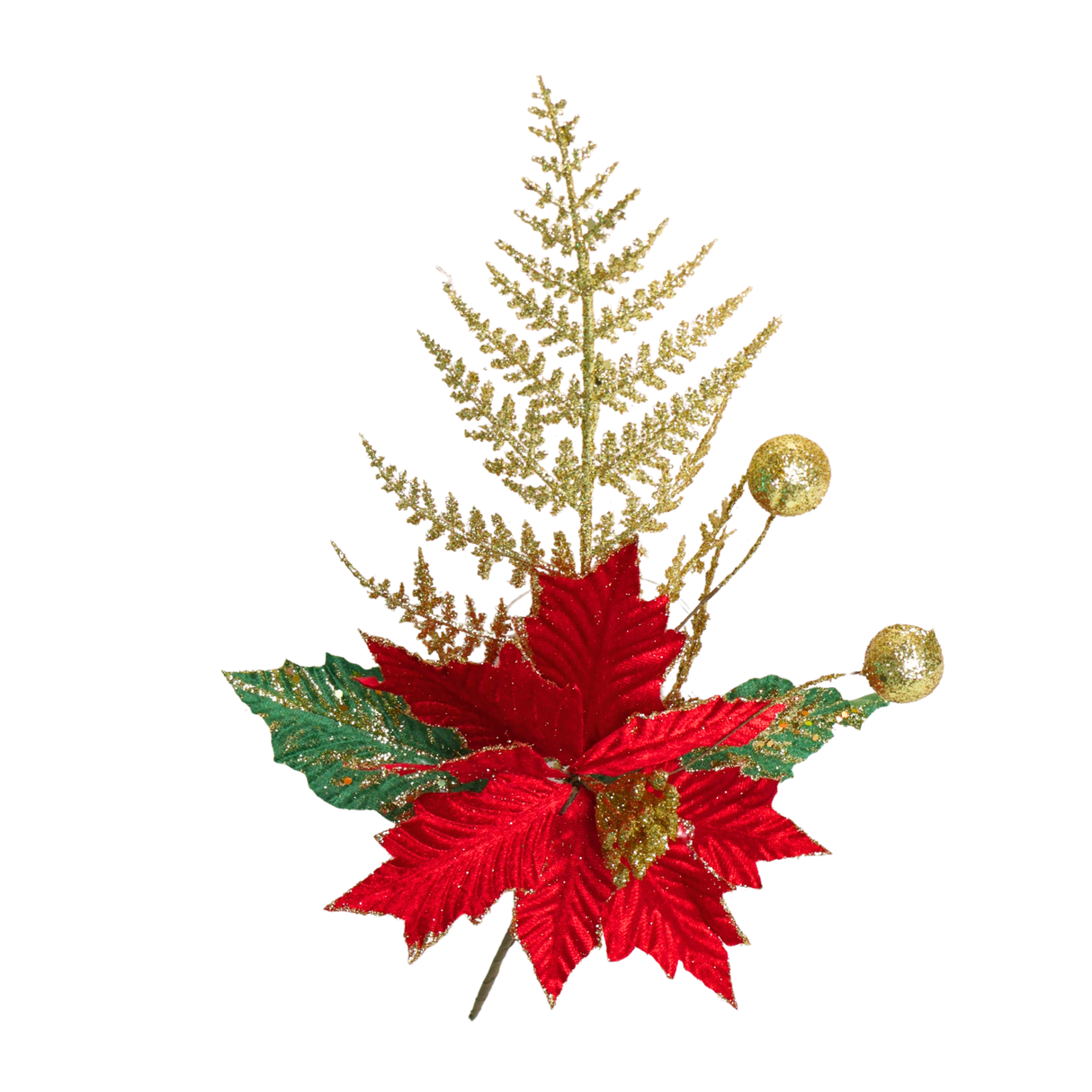 Glittery Red Velvet Artificial Poinsettia