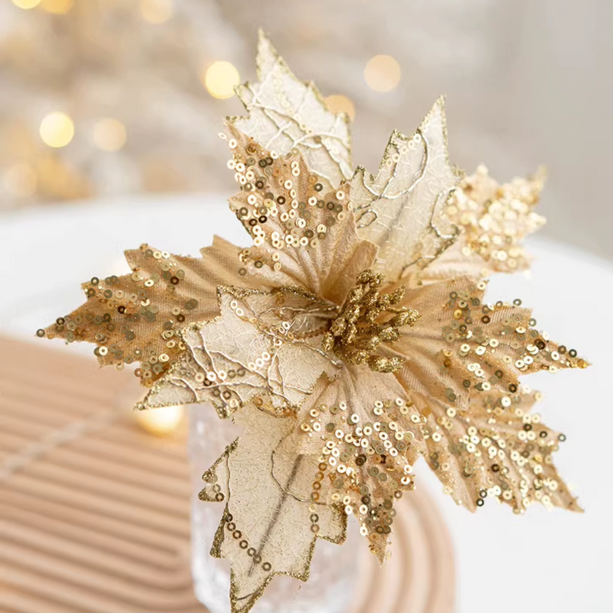 Artificial Glittery Poinsettia