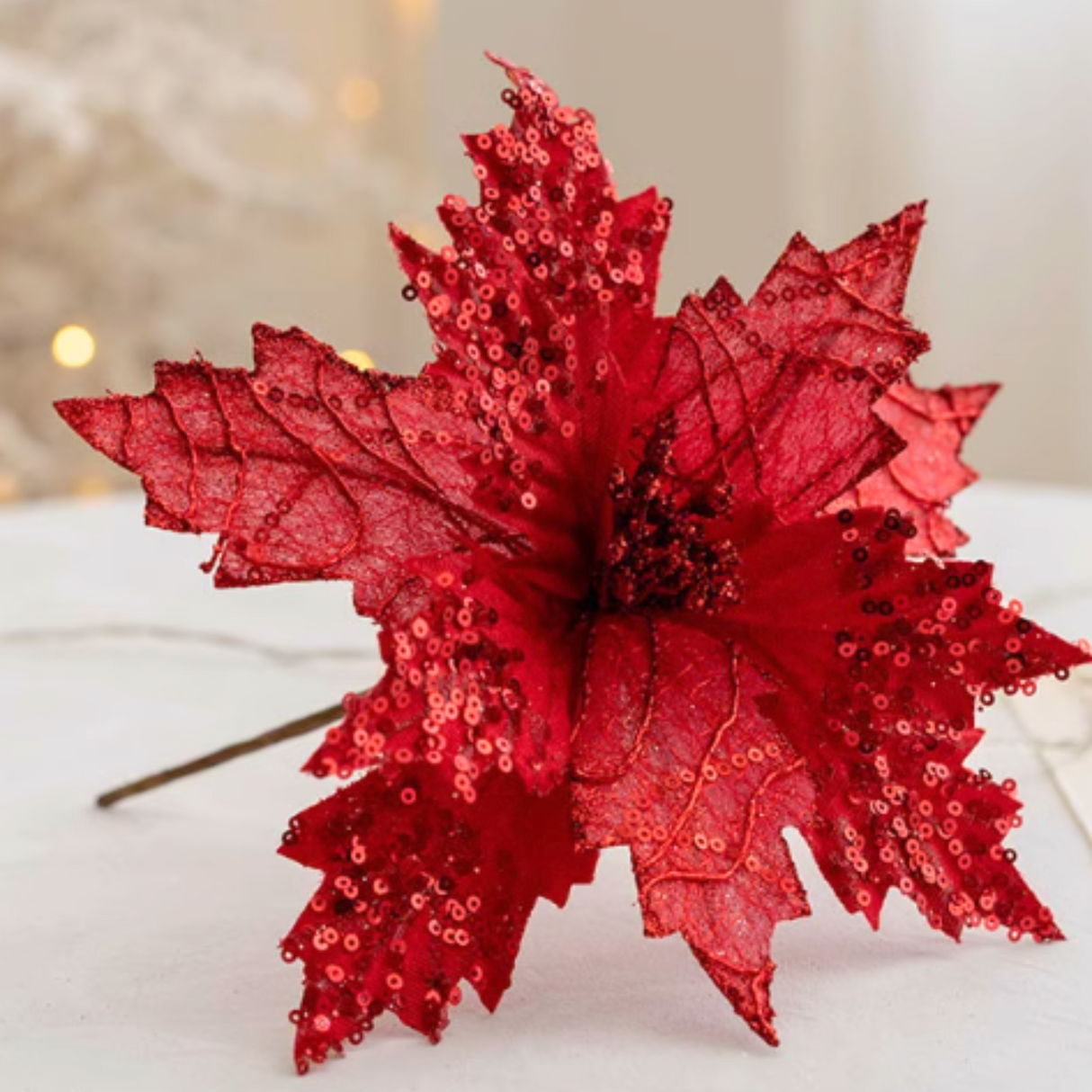 Artificial Glittery Poinsettia