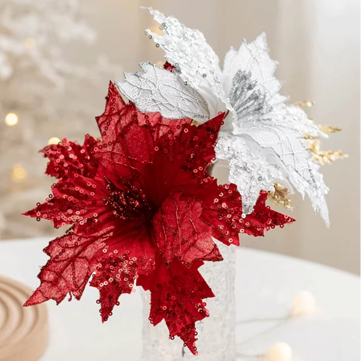 Artificial Glittery Poinsettia