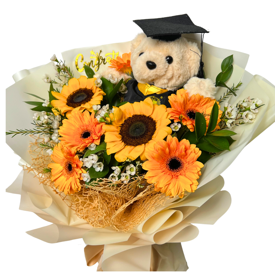 Gown Glory (2 Sunflowers, 6 Gerberas) - Flower Bouquet