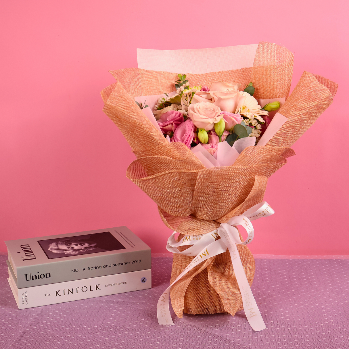 Graceful Petals (5 Roses, Eustomas) - Flower Bouquet