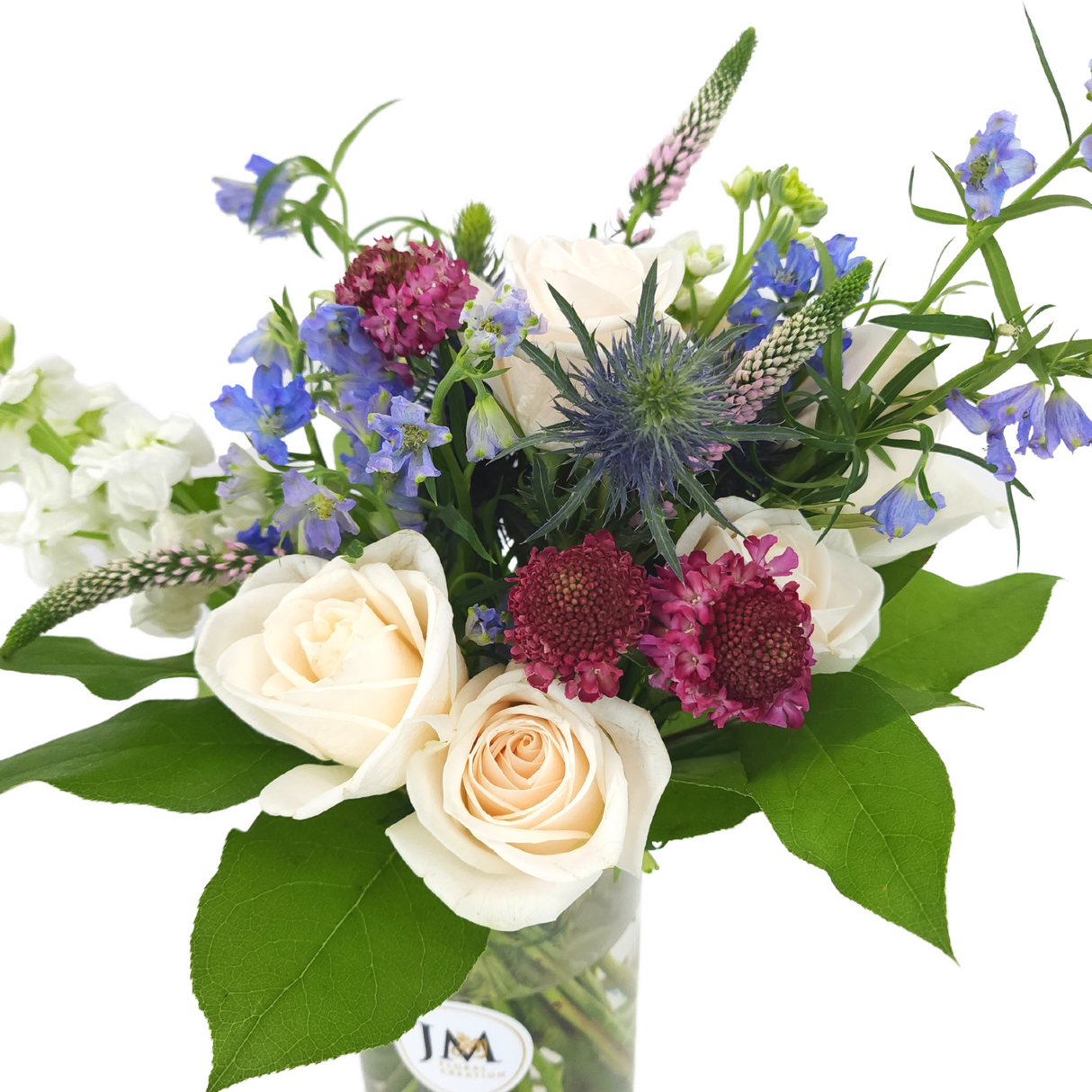 hailey Purple, White, And Blue Vase Arrangement Birthday Flower Bouquet Singapore
